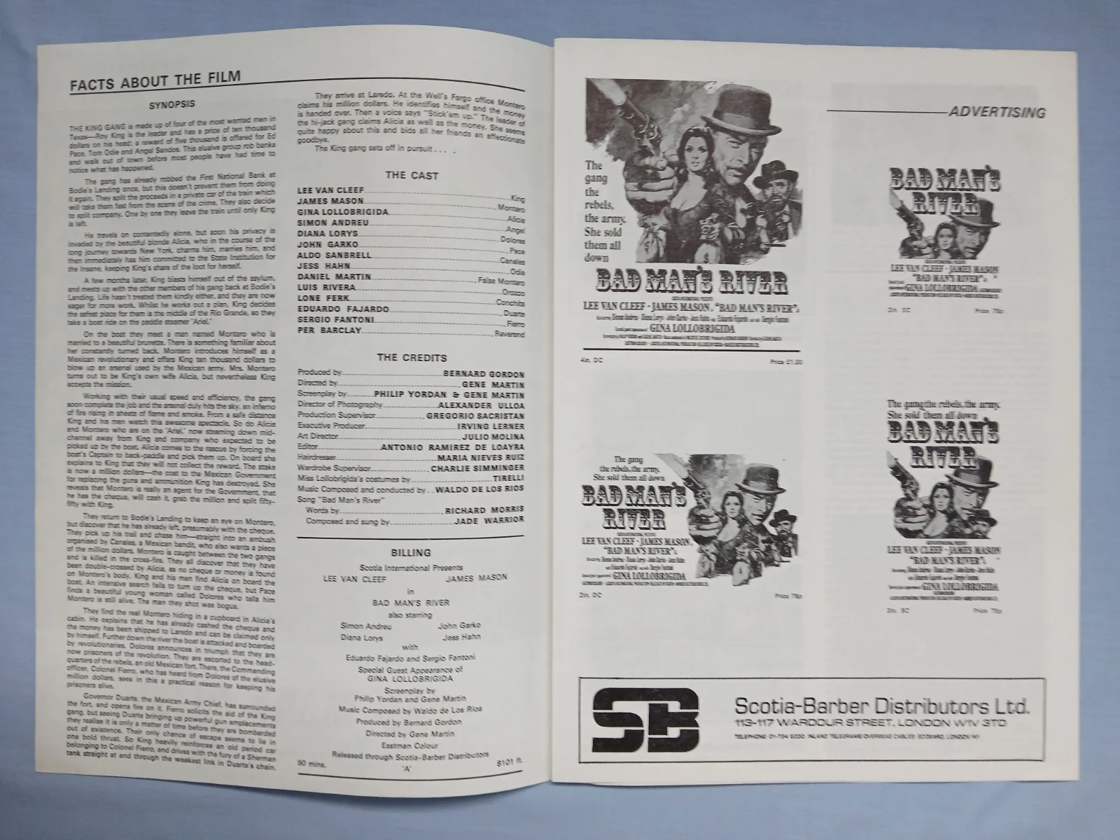 BAD MAN'S RIVER (1971) original UK Campaign Press Book - Lee Van Cleef, изображение 3