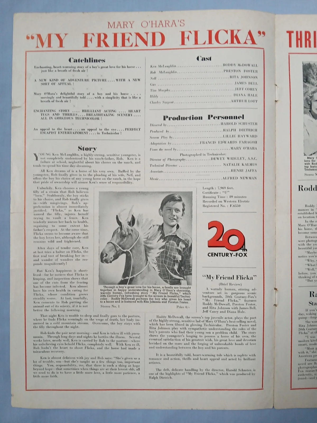 MY FRIEND FLICKA (1943) rare original UK Campaign Press Book, image 3