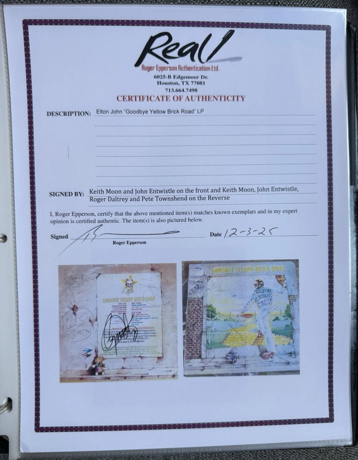 THE WHO - Fully Signed / Autographed Album - KEITH MOON - ‘Tommy’ Era - REAL LOA, image 4