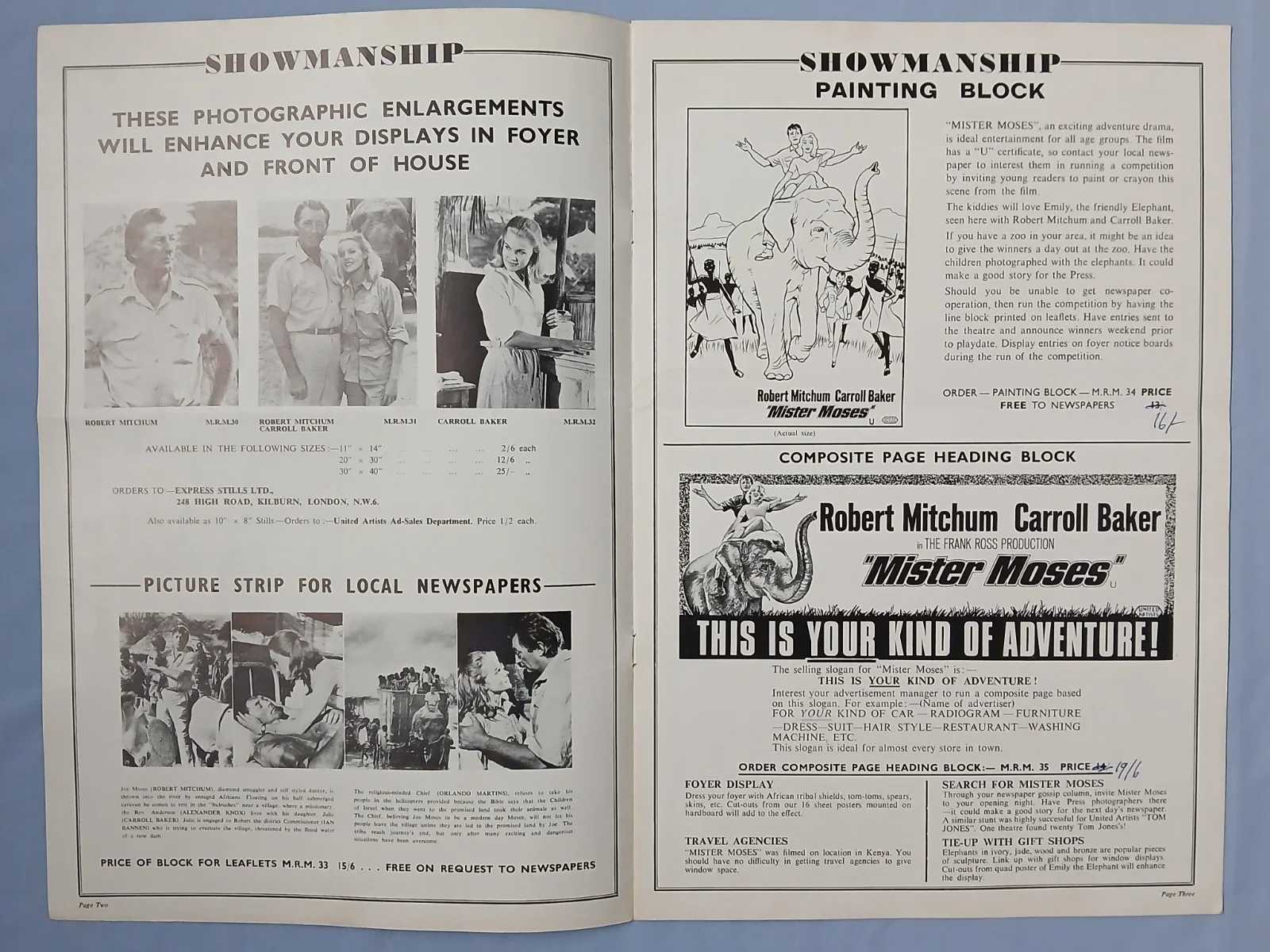 MISTER MOSES (1965) orig UK Campaign Press Book - Robert Mitchum, Carroll Baker, image 4