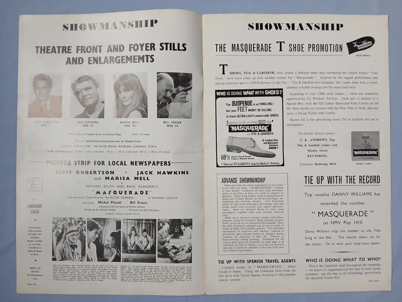 MASQUERADE (1965) rare original UK Exhibitors Campaign Press Book, изображение 2