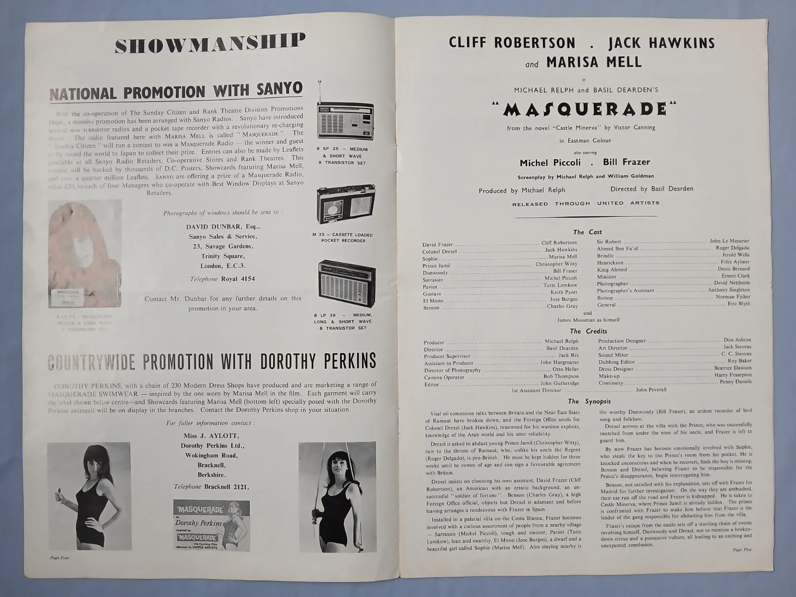 MASQUERADE (1965) rare original UK Exhibitors Campaign Press Book, изображение 3