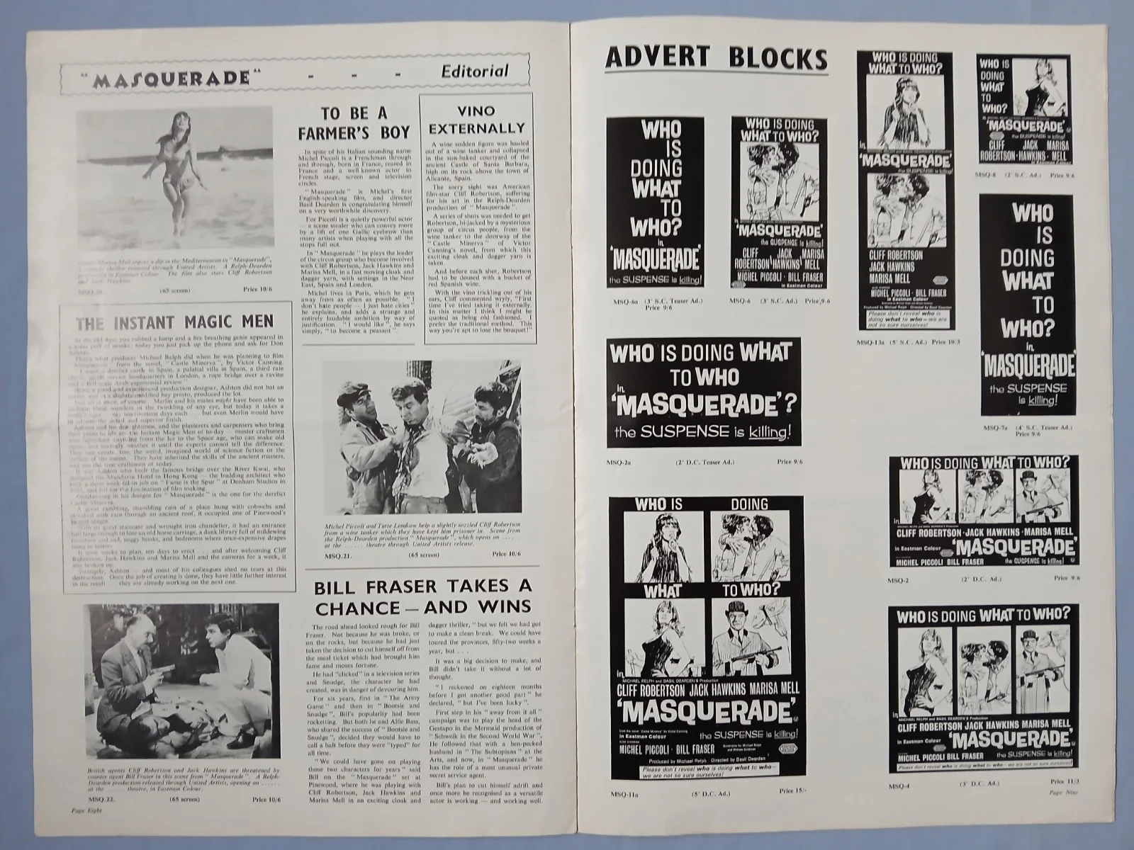MASQUERADE (1965) rare original UK Exhibitors Campaign Press Book, изображение 5