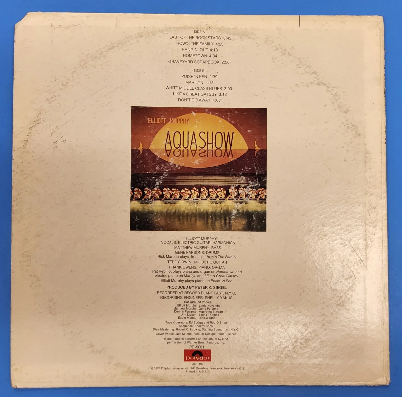 Elliot Murphy Aquashow Signed Full Band LP Cover No LP, изображение 2