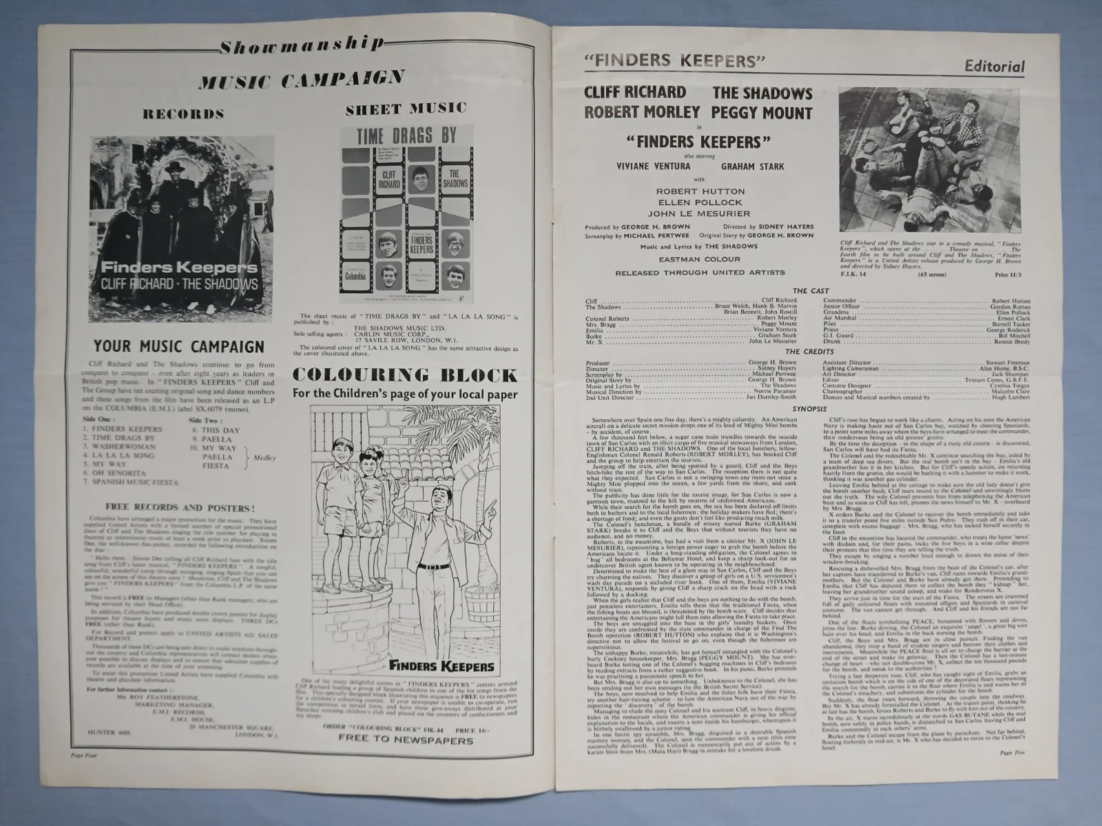 FINDERS KEEPERS (1966) original UK Campaign Press Book - Cliff Richard, Shadows, изображение 3