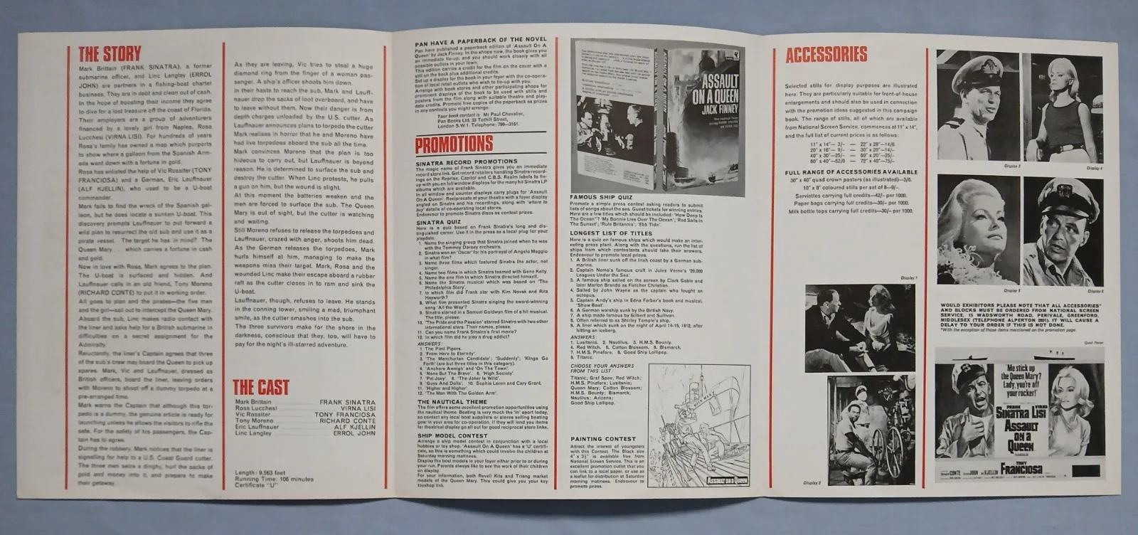 ASSAULT ON A QUEEN (1966) rare original UK Campaign Press Book - Frank Sinatra, изображение 3