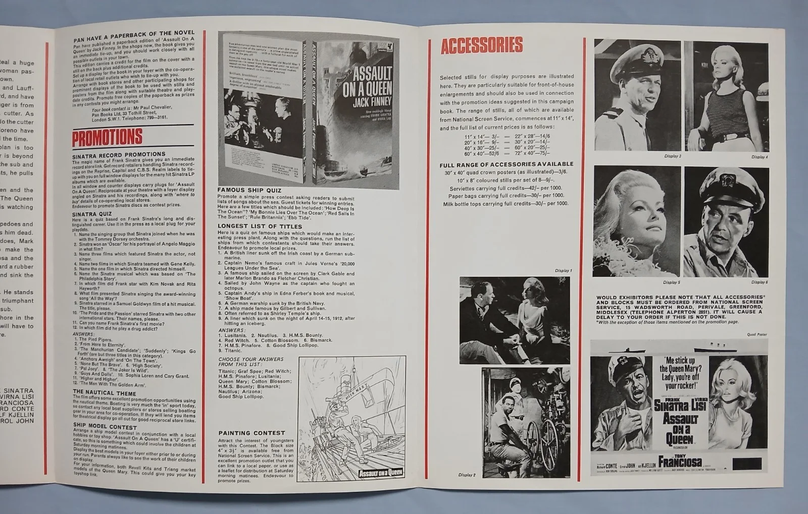 ASSAULT ON A QUEEN (1966) rare original UK Campaign Press Book - Frank Sinatra, изображение 4