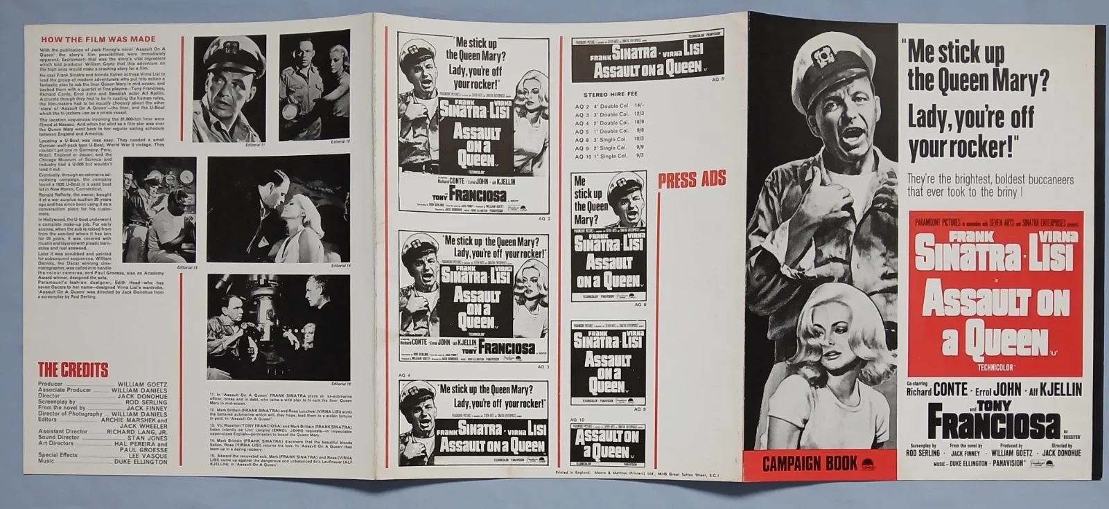 ASSAULT ON A QUEEN (1966) rare original UK Campaign Press Book - Frank Sinatra, изображение 5