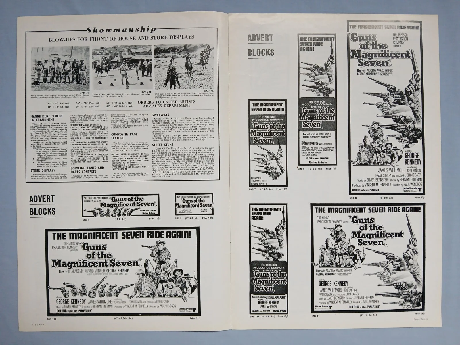 GUNS OF THE MAGNIFICENT SEVEN (1969) rare original UK Campaign Press Book, изображение 2