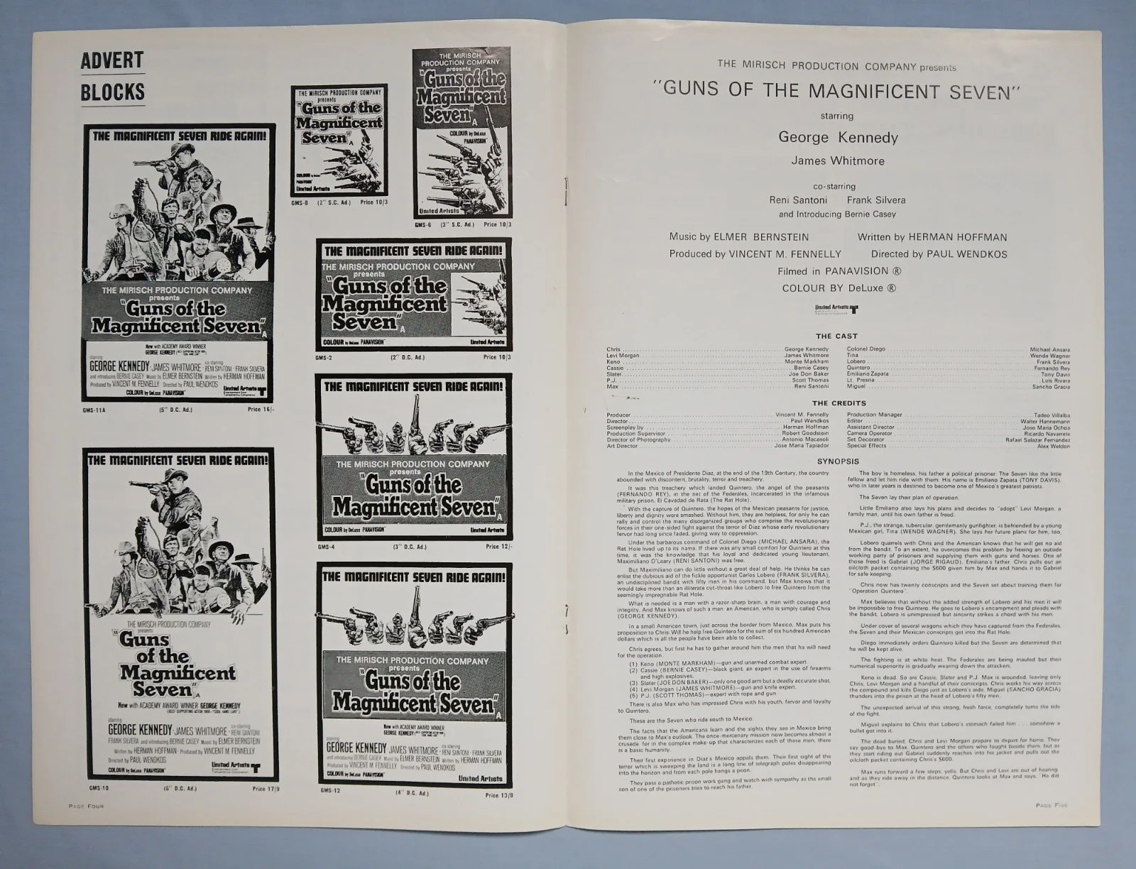 GUNS OF THE MAGNIFICENT SEVEN (1969) rare original UK Campaign Press Book, изображение 3