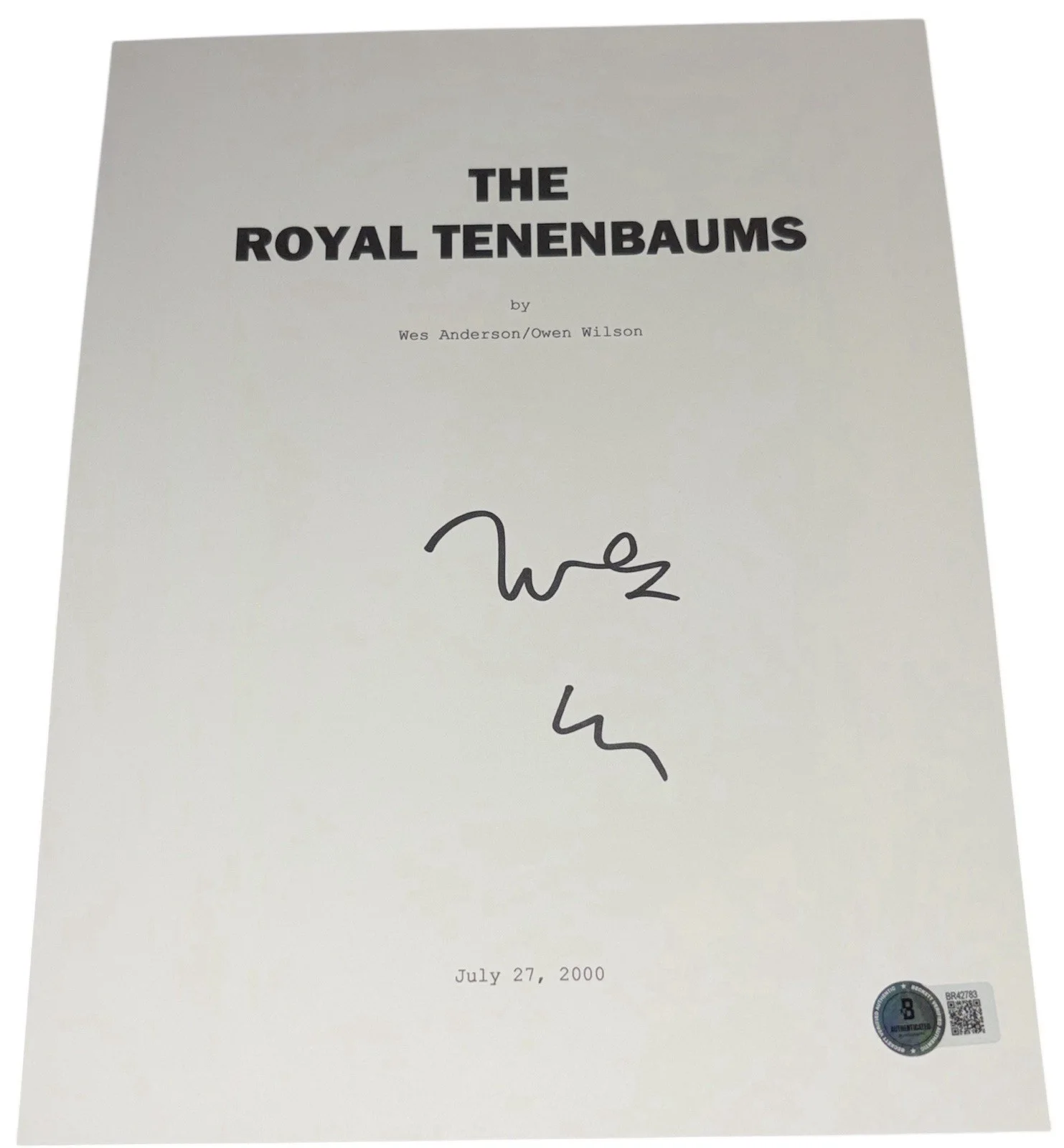 Wes Anderson — Wes Anderson Signed Autograph The Royal Tenenbaums Script Screenplay Beckett BAS