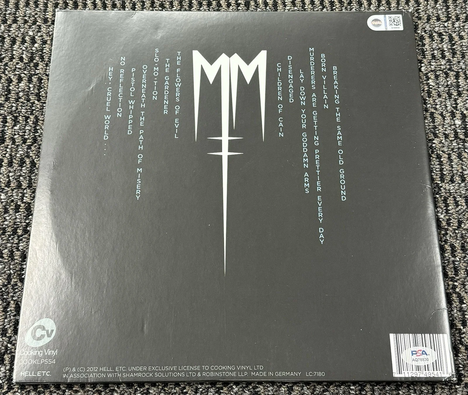 Marilyn Manson Signed Autograph 2012 Born Villain Album Vinyl Record LP PSA/DNA, изображение 2