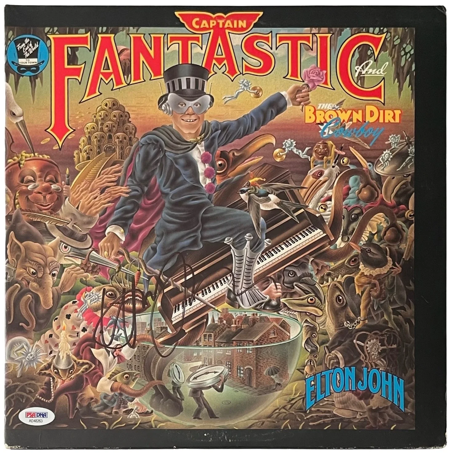 Elton John Signed Captain Fantastic And The Brown Dirt Cowboy Vinyl Record PSA, image 2