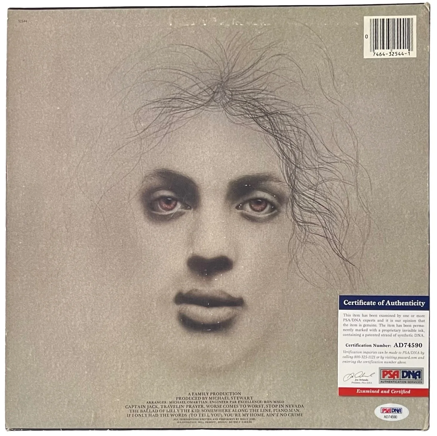 Billy Joel Signed Piano Man Vinyl Record PSA COA AD74590, image 3
