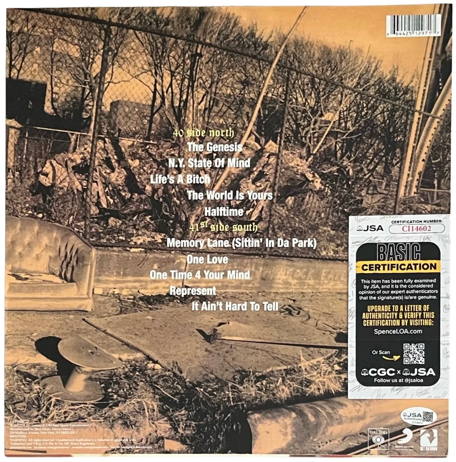 Nas (Nasir Jones) Signed Illmatic Vinyl Record JSA COA CI14602, изображение 3