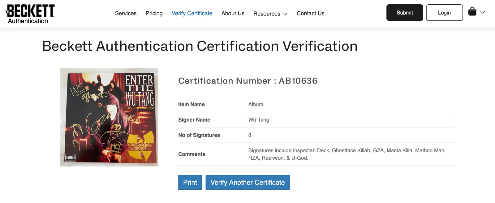 Wu-Tang Clan x8 Ghostface Method Man RZA Signed 36 Chambers Vinyl Record Beckett, изображение 5