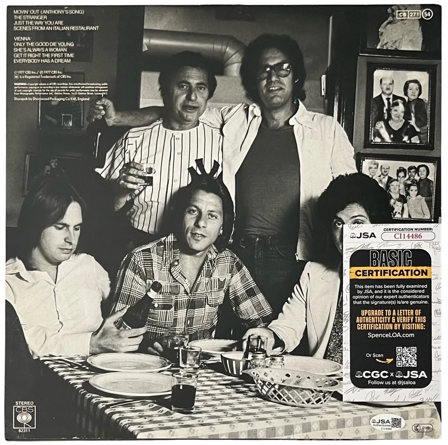 Billy Joel Signed The Stranger Vinyl Record JSA COA CI14486, image 3