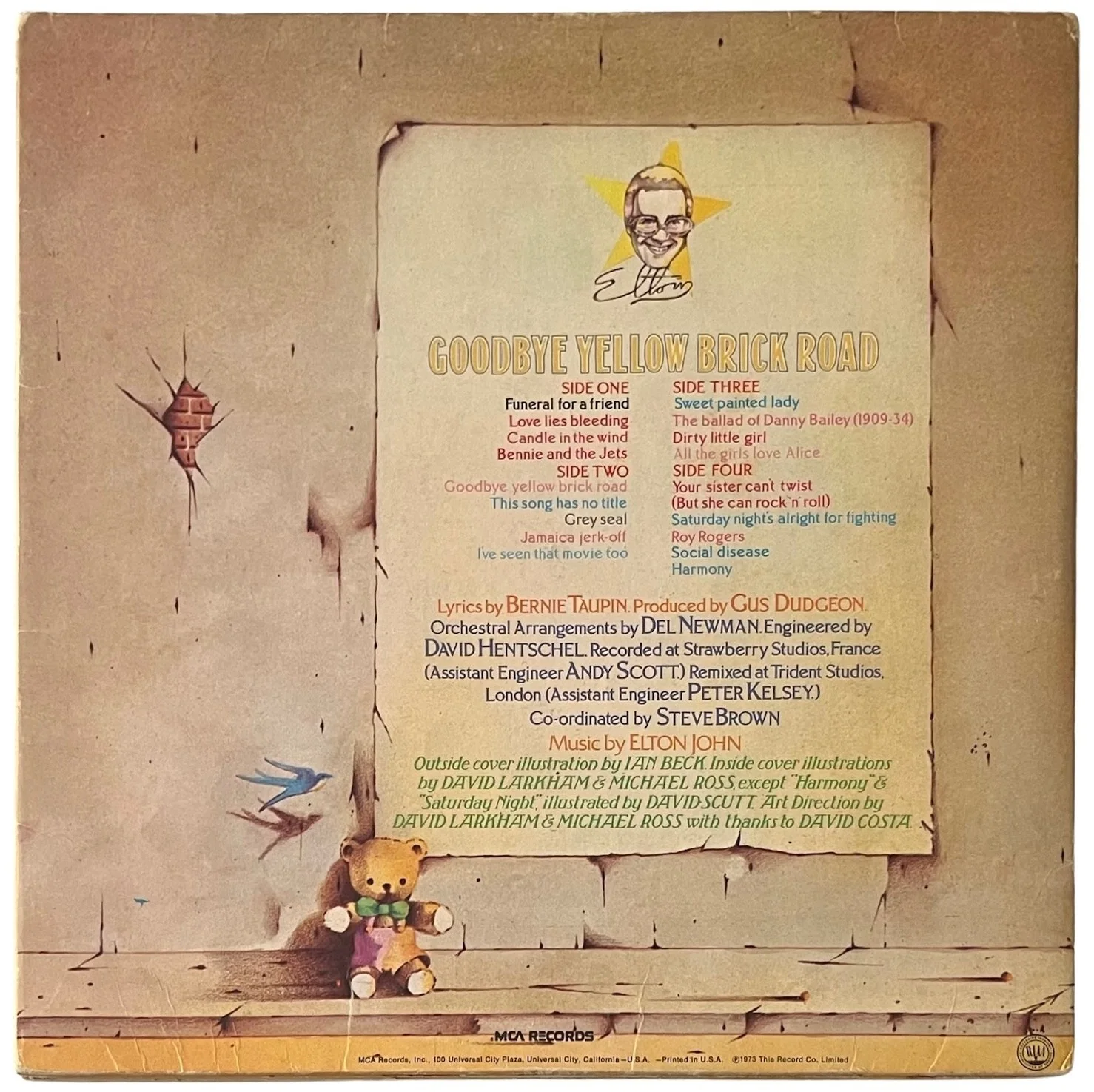 Elton John Signed Goodbye Yellow Brick Road Vinyl Record w/"With Love" PSA COA, image 3