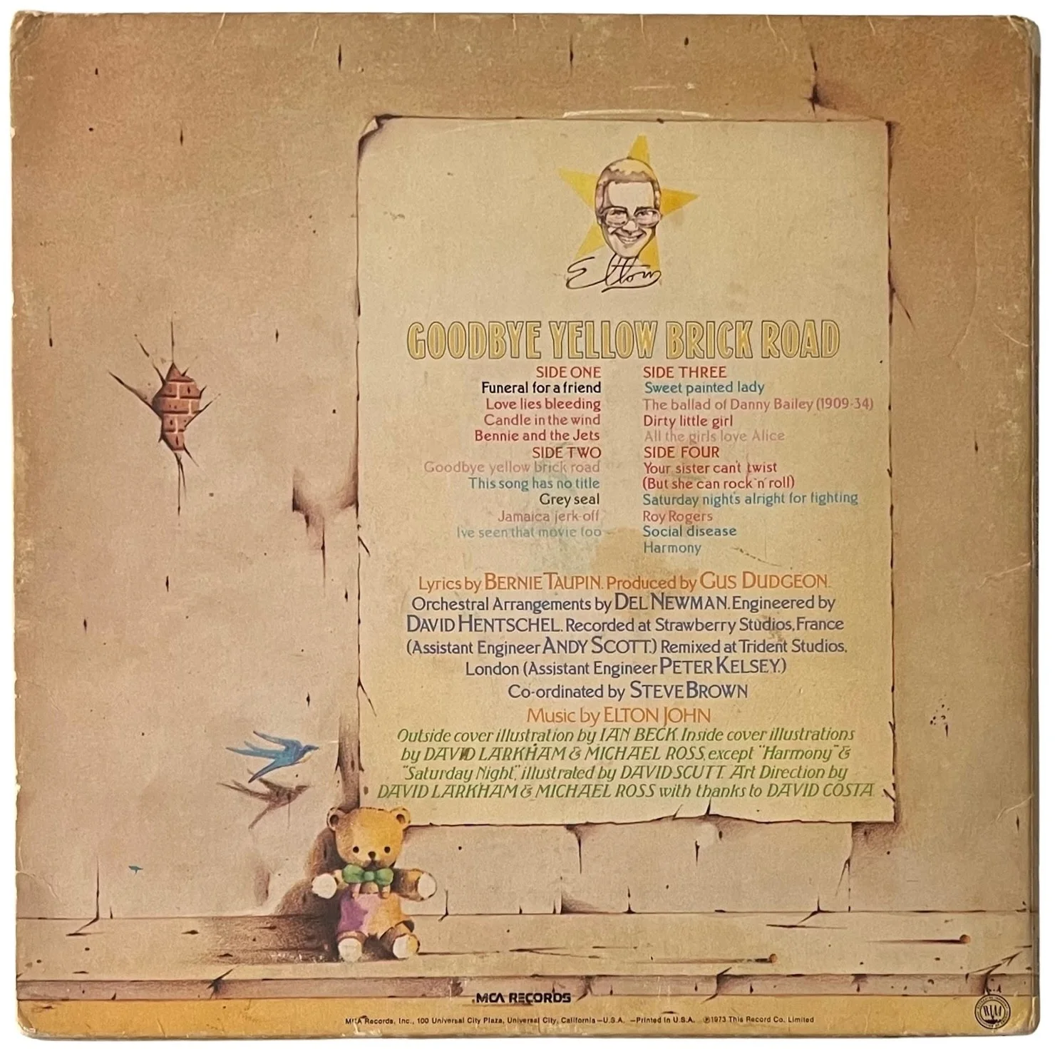 Elton John Signed Goodbye Yellow Brick Road Vinyl Record w/"With Love" PSA COA, image 3