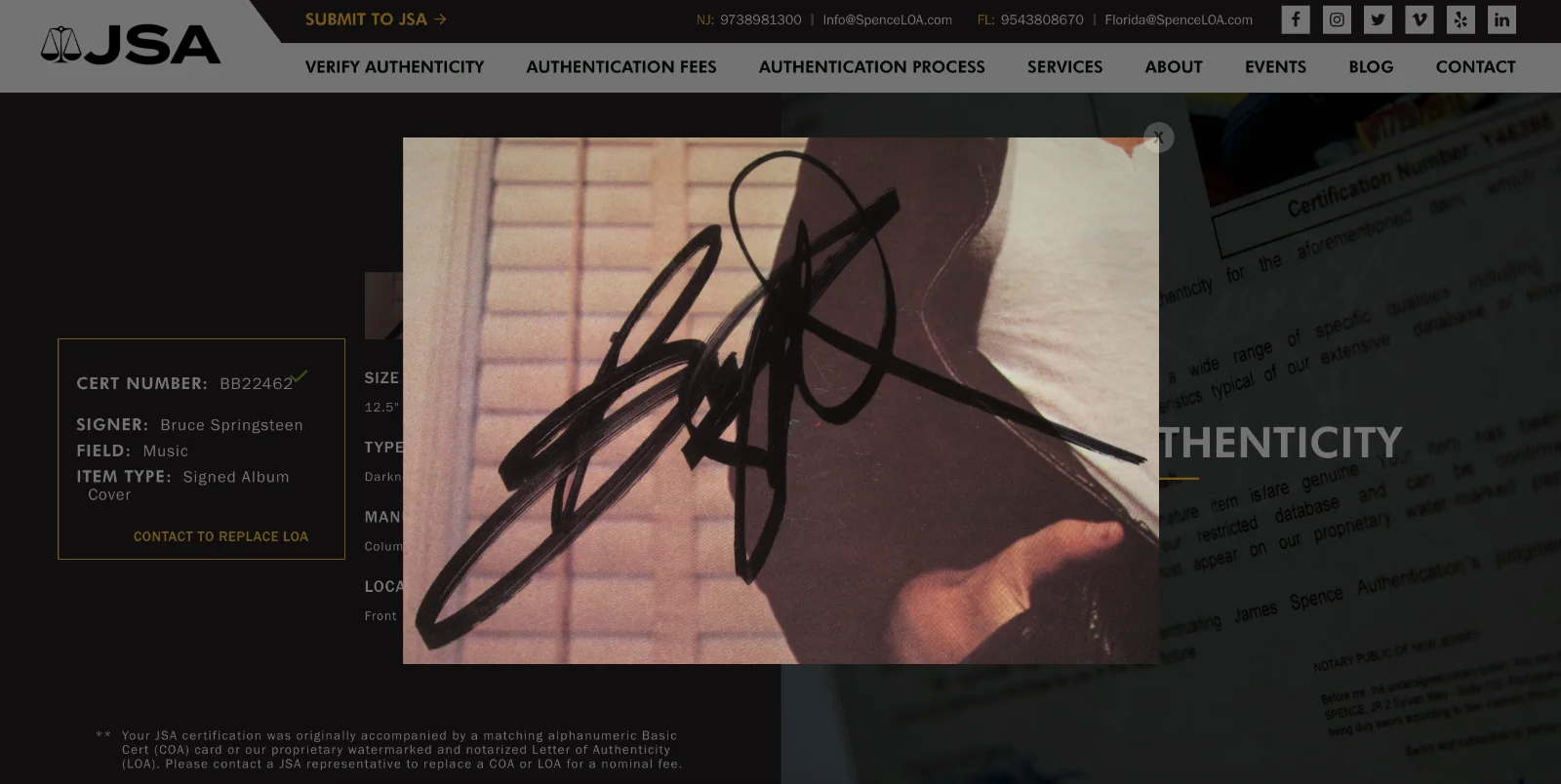 Bruce Springsteen Signed Darkness On The Edge Of Town Vinyl Record JSA LOA, изображение 4