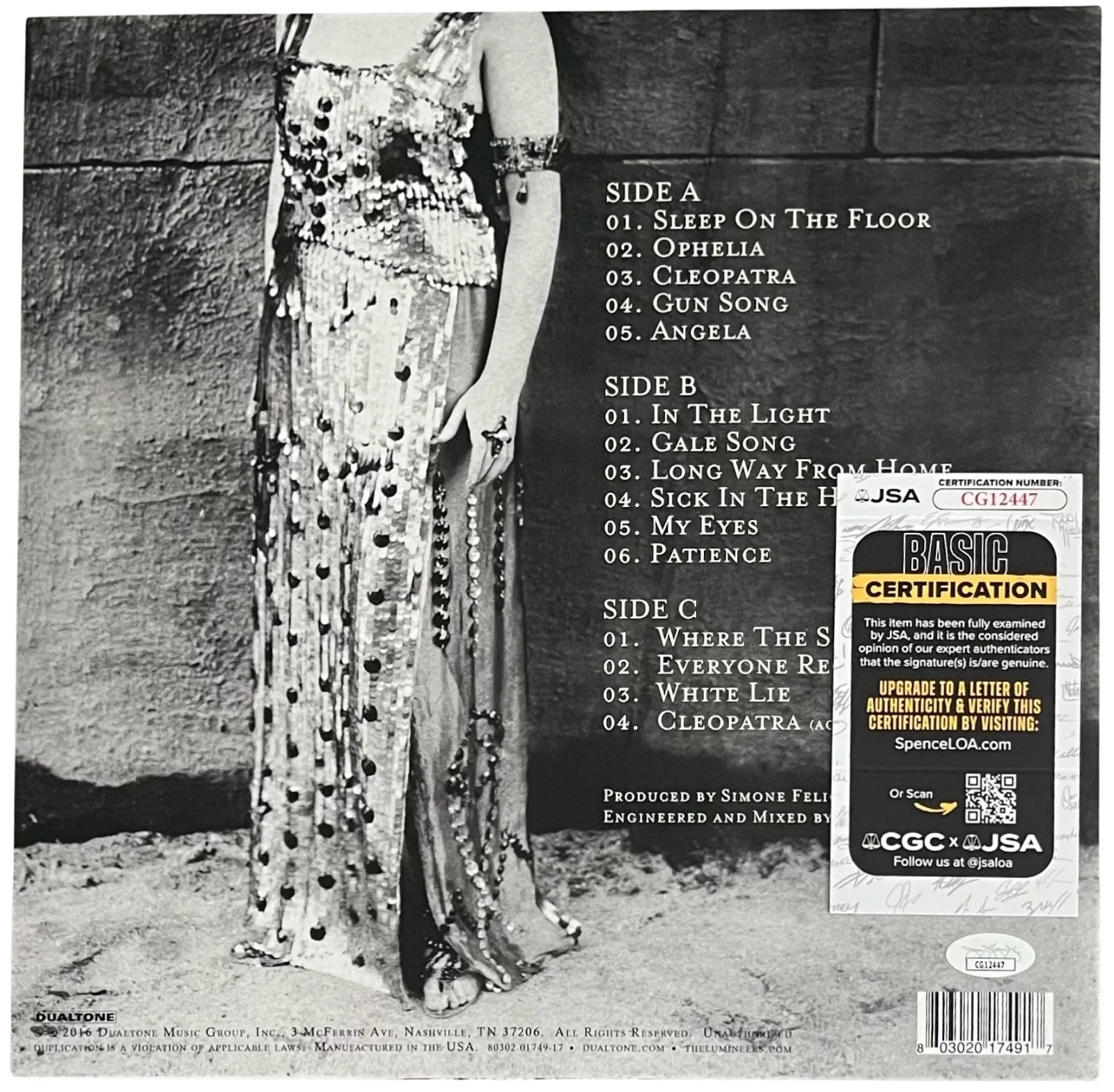 Lumineers x3 Wesley Schultz Jeremiah Fraites & Neyla Signed Cleopatra Record JSA, изображение 3