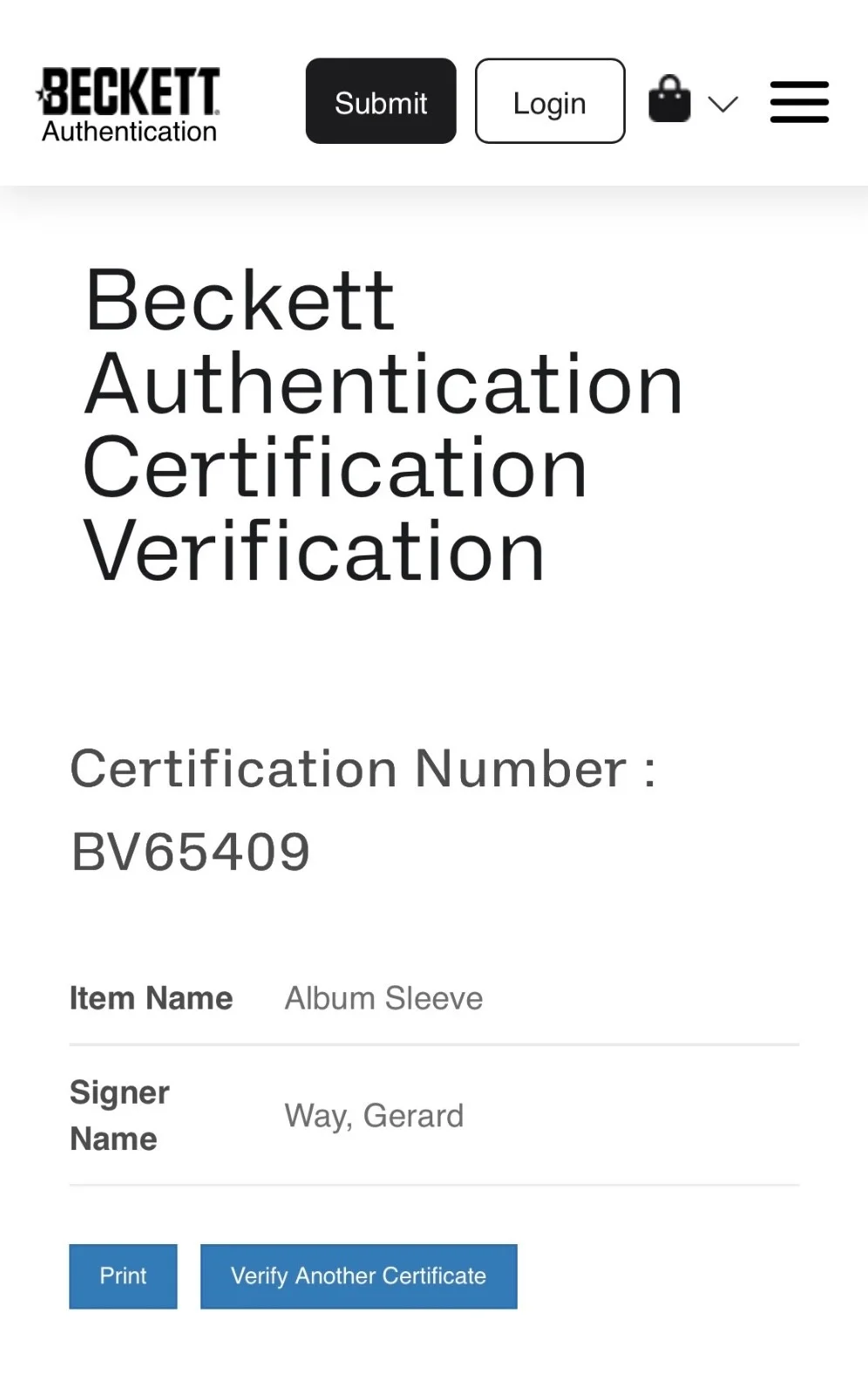 Gerard Way Signed My Chemical Romance The Black Parade Vinyl Record Beckett, image 3