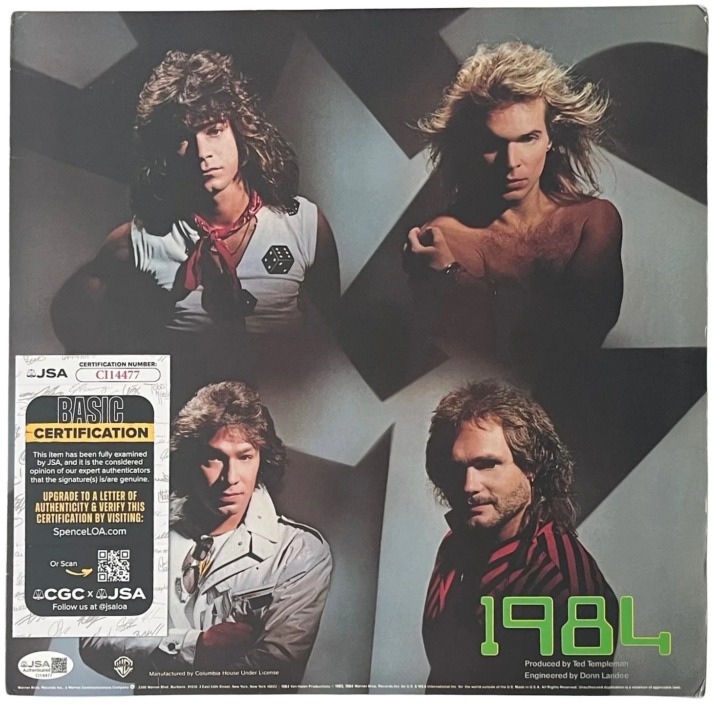 David Lee Roth Signed Van Halen 1984 Vinyl Record JSA COA CI14477, image 3