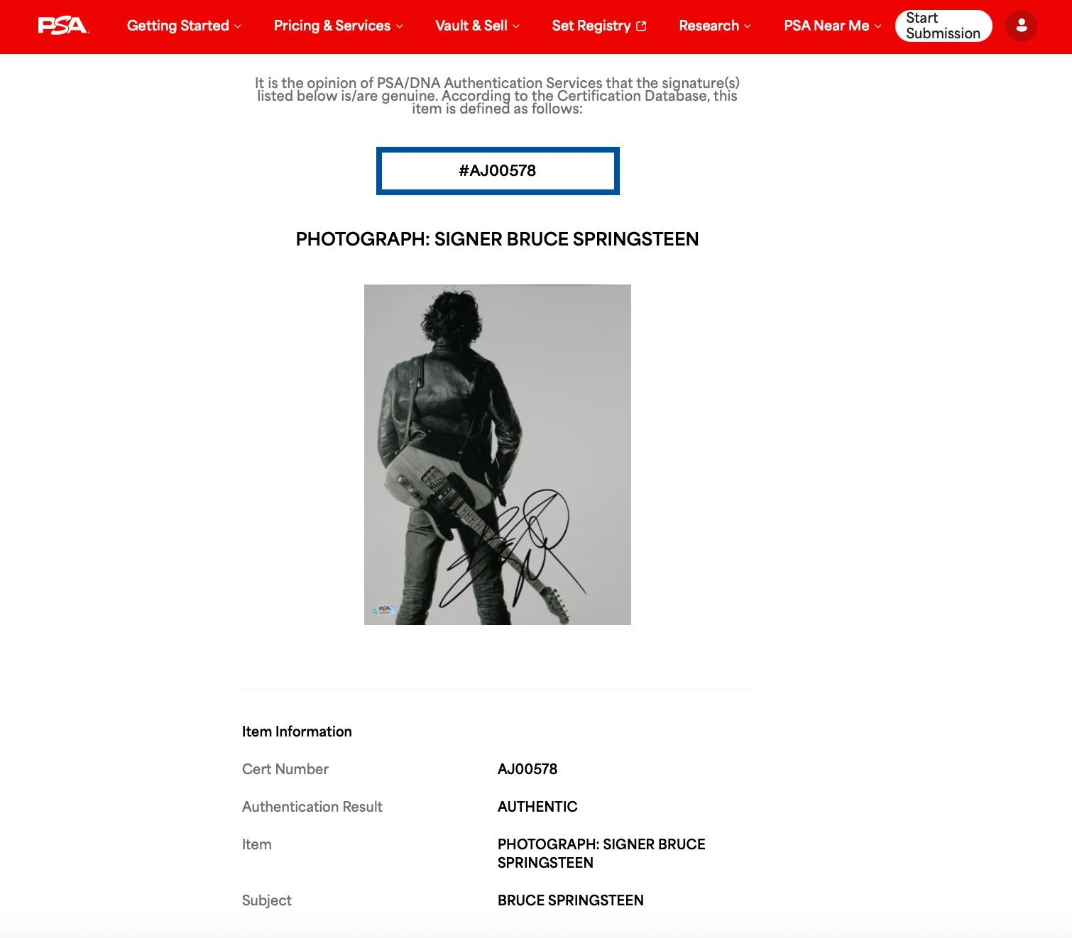 Bruce Springsteen Signed 11x14 Photo ('Born To Run' Photoshoot) PSA LOA AJ00578, изображение 3