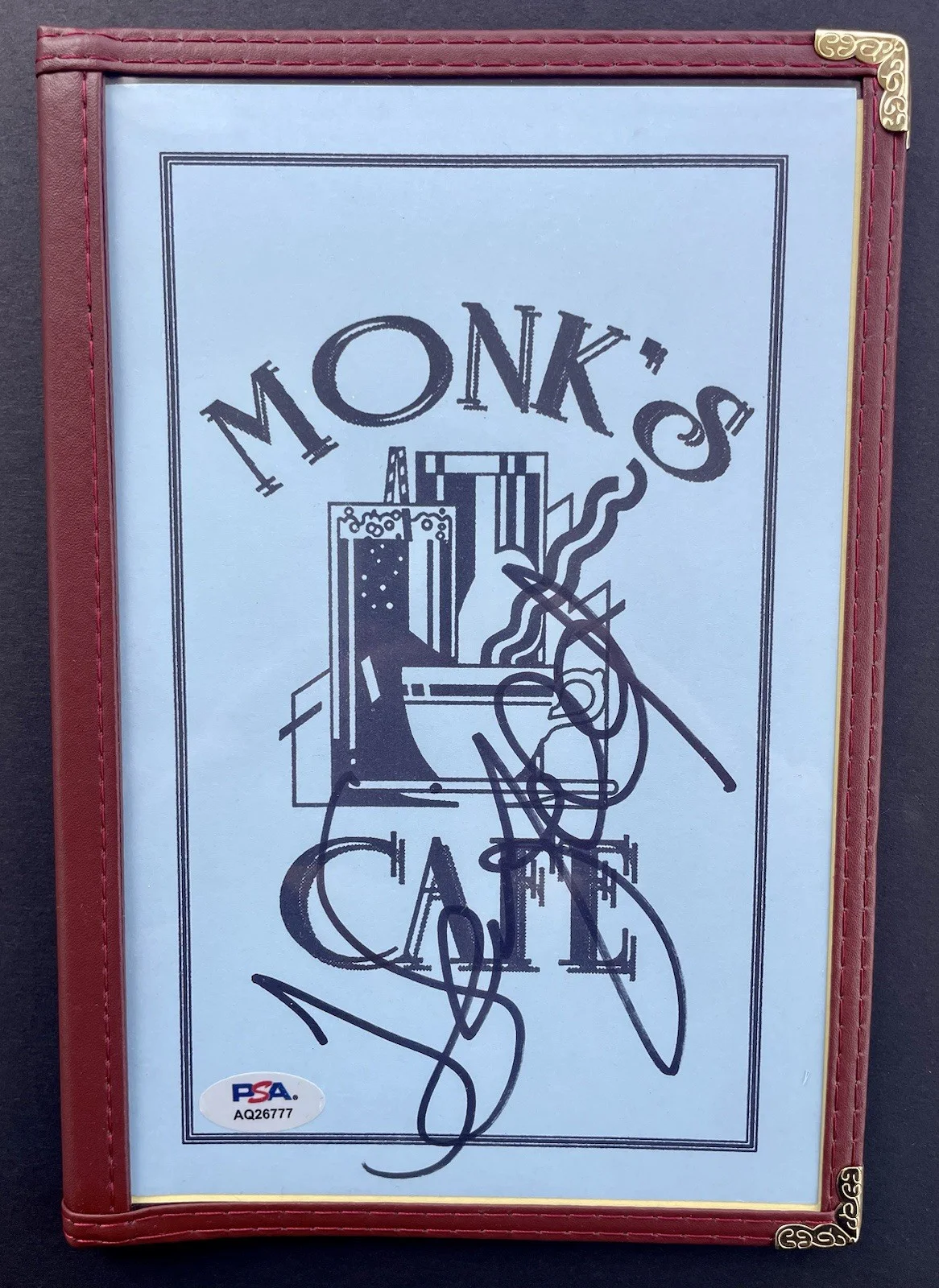 Jerry Seinfeld — Jerry Seinfeld Signed Autographed Monk’s Cafe Menu Restaurant Prop Psa/Dna Coa