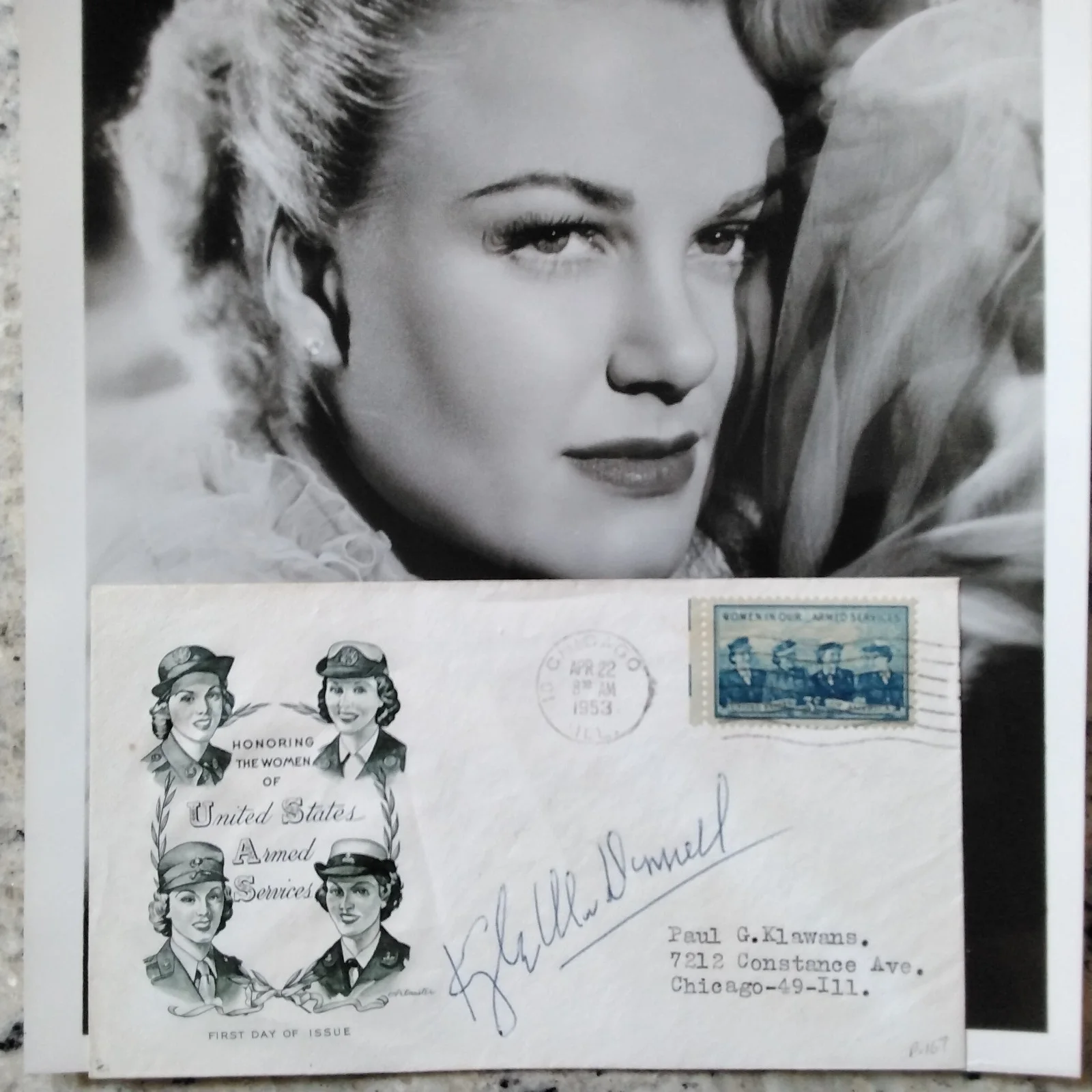 Kyle McDonnell SIGNED Envelope Photo 50s Movie TV Actress Girl About Town Taxi, изображение 3