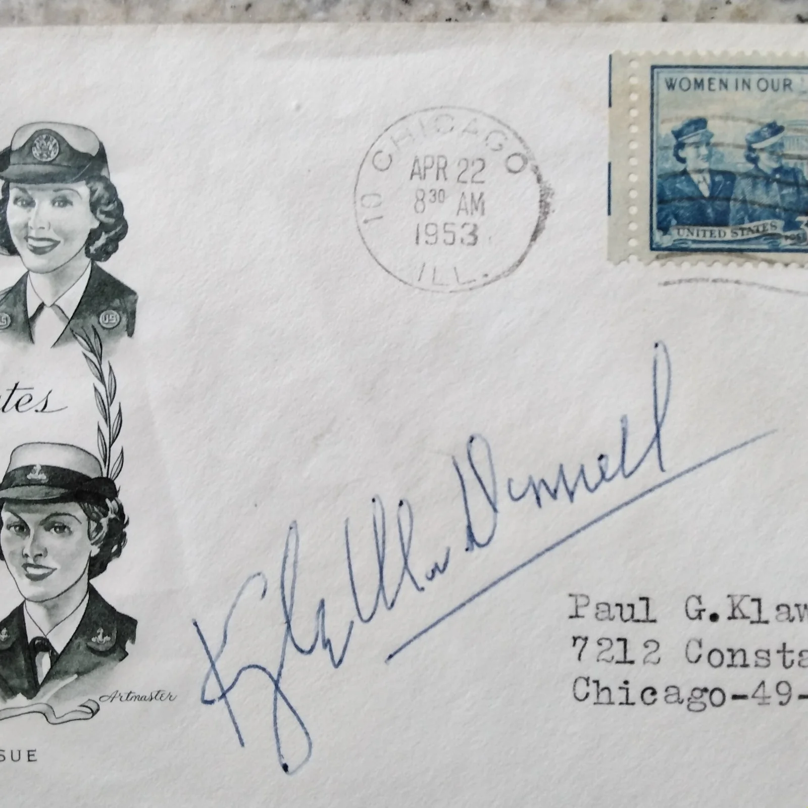 Kyle McDonnell SIGNED Envelope Photo 50s Movie TV Actress Girl About Town Taxi, изображение 4