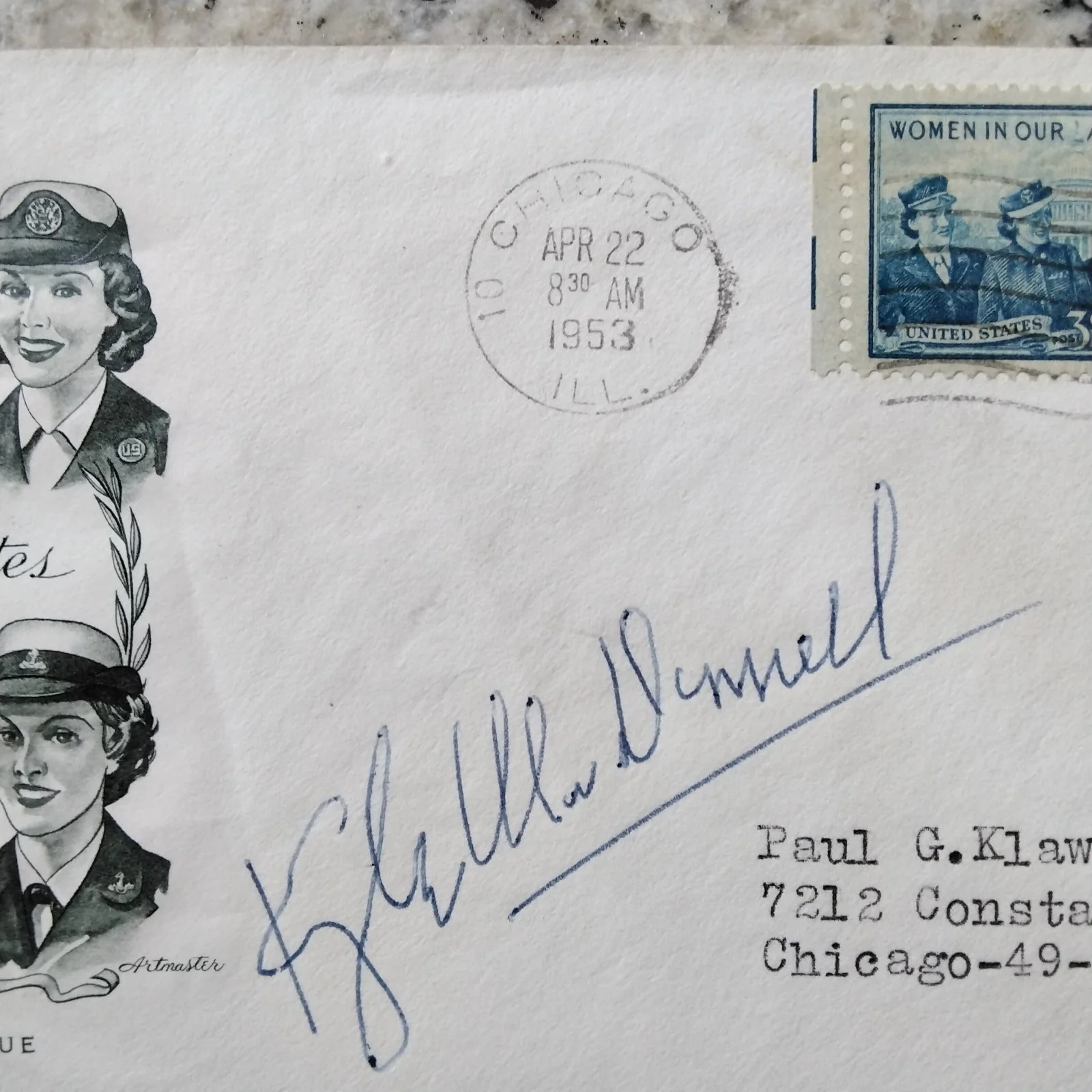 Kyle McDonnell SIGNED Envelope Photo 50s Movie TV Actress Girl About Town Taxi, изображение 5