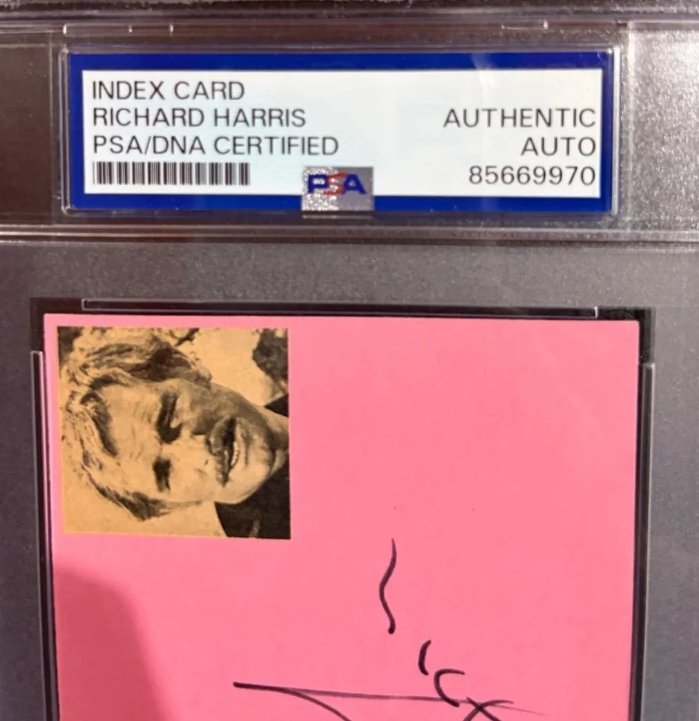 Richard Harris — RICHARD HARRIS SIGNED AUTOGRAPH INDEX CARD ENCAPSULATED PSA HARRY POTTER A, изображение 3
