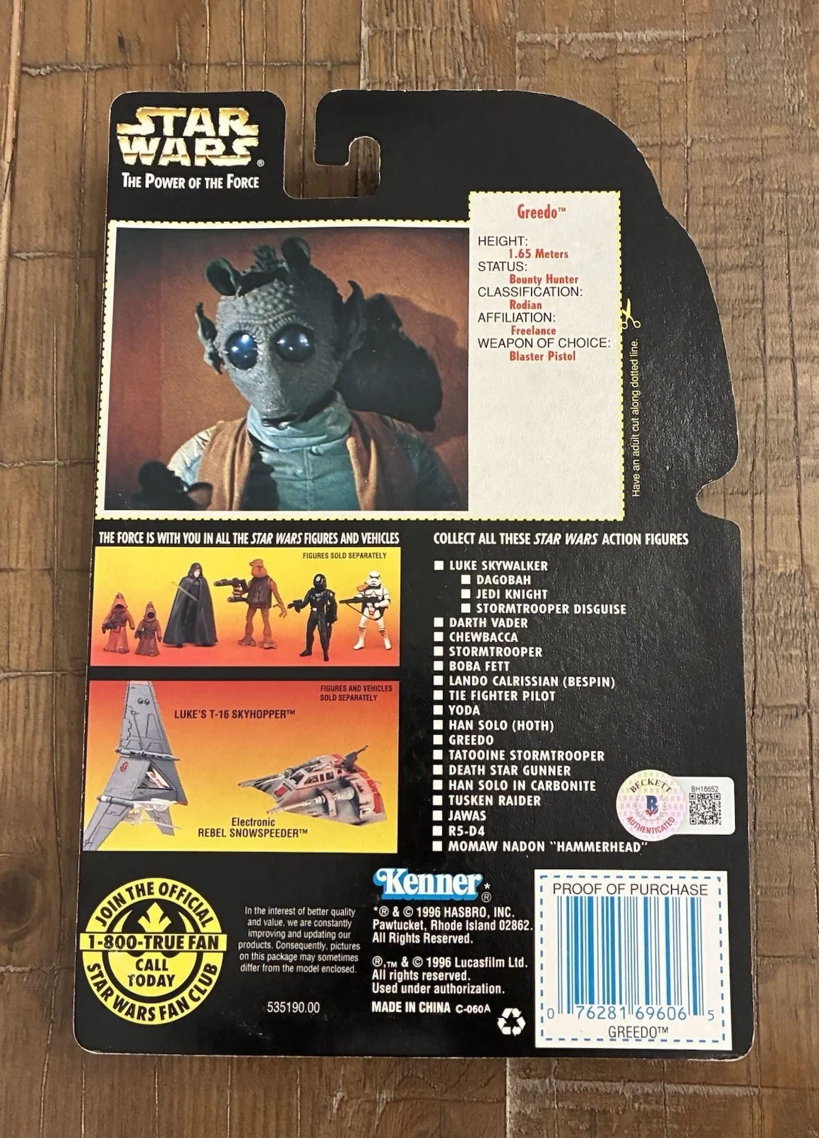 Paul Blake — Paul Blake Auto Signed Star Wars Greedo Power Of The Force Figure BAS Beckett, image 3