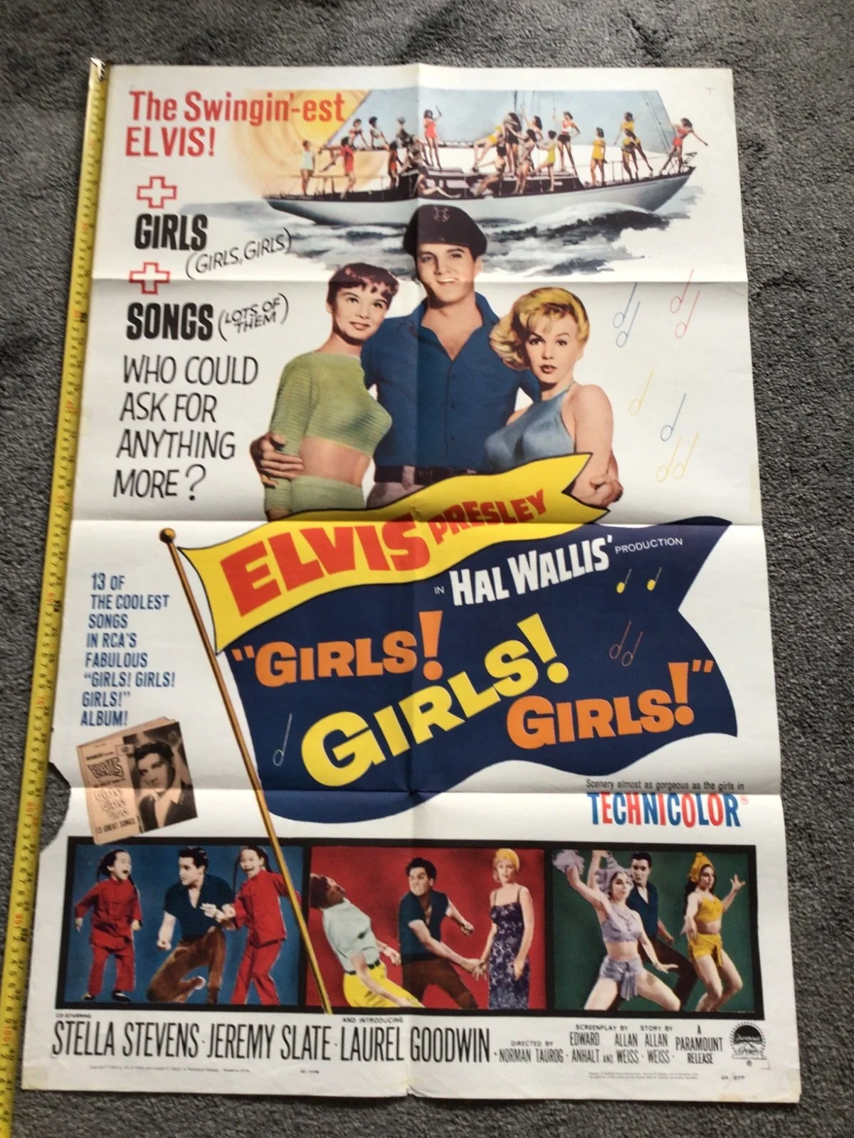 Elvis Presley Girls Girls Girl original one sheet movie poster Good condition, изображение 2