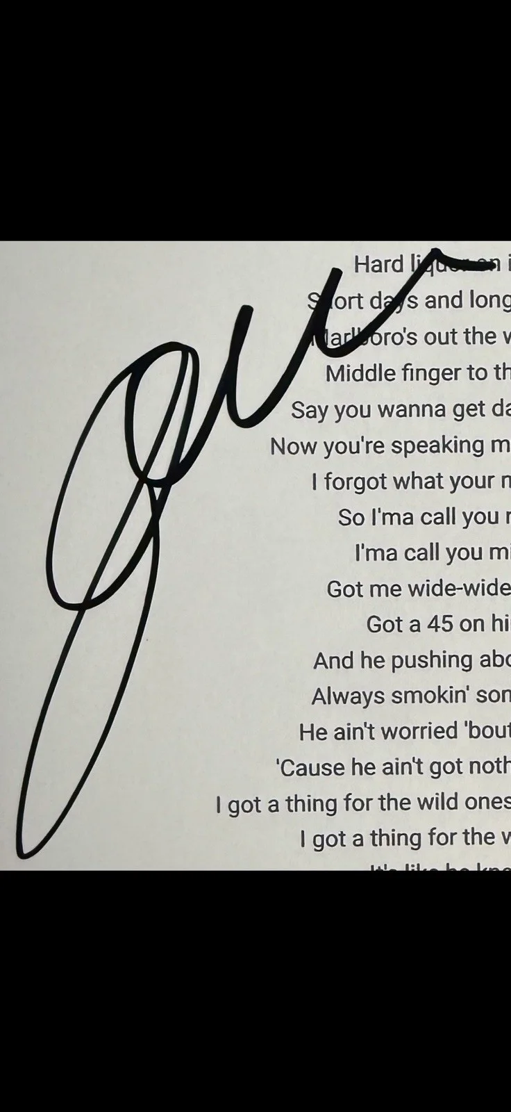 Jessie Murph Country/ Pop Singer Autographed “Wild Ones” Lyric Sheet, изображение 2