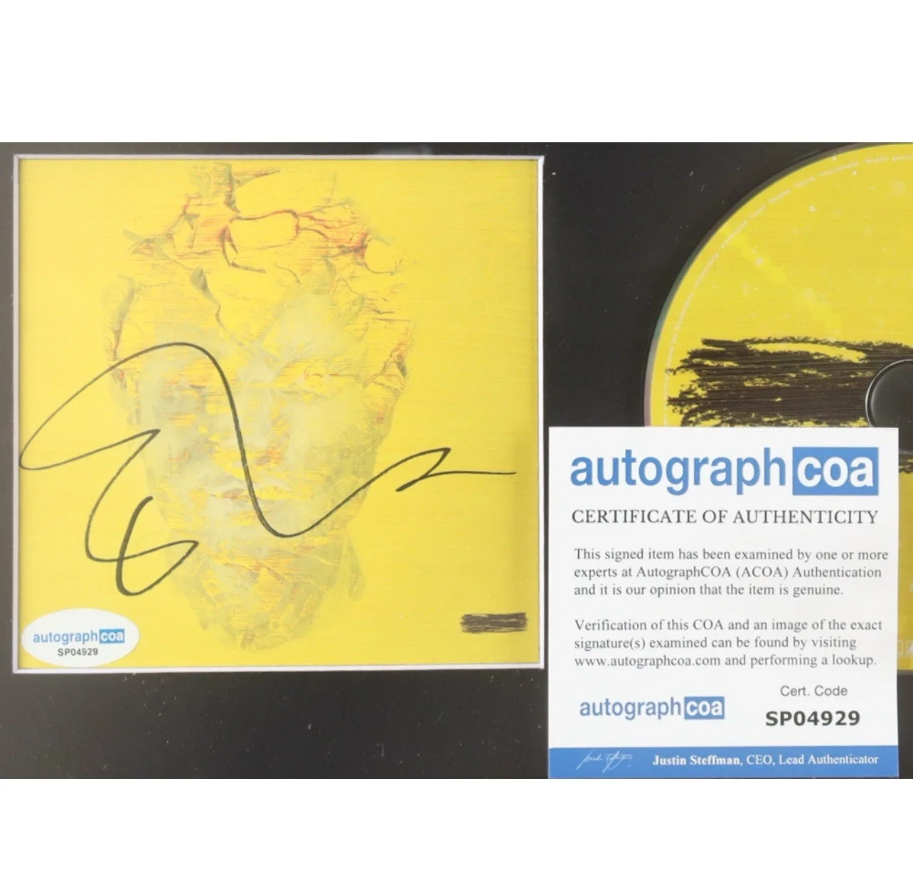 Ed Sheeran Signed Subtract Framed CD Display ACOA Autograph, image 2