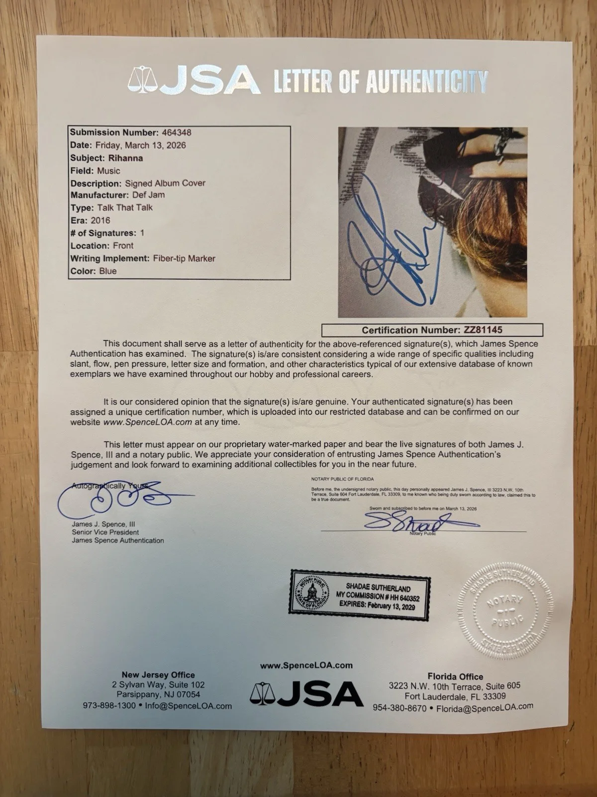 Rihanna Signed Autographed Talk That Talk Vinyl Record LP JSA COA LOA, image 5
