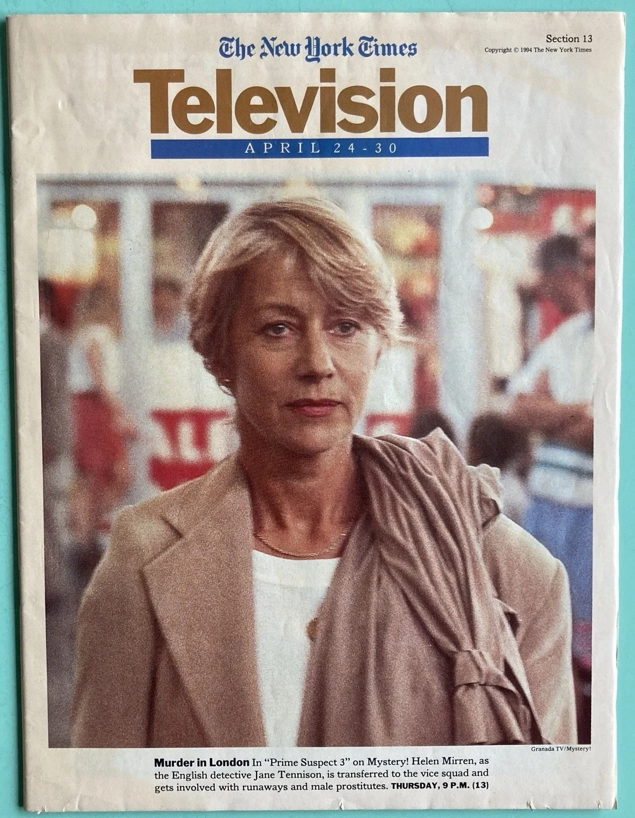 Laurie Metcalf — Laurie Metcalf Signed Inside On Guide Page New York Times TV Guide April 24 1994
