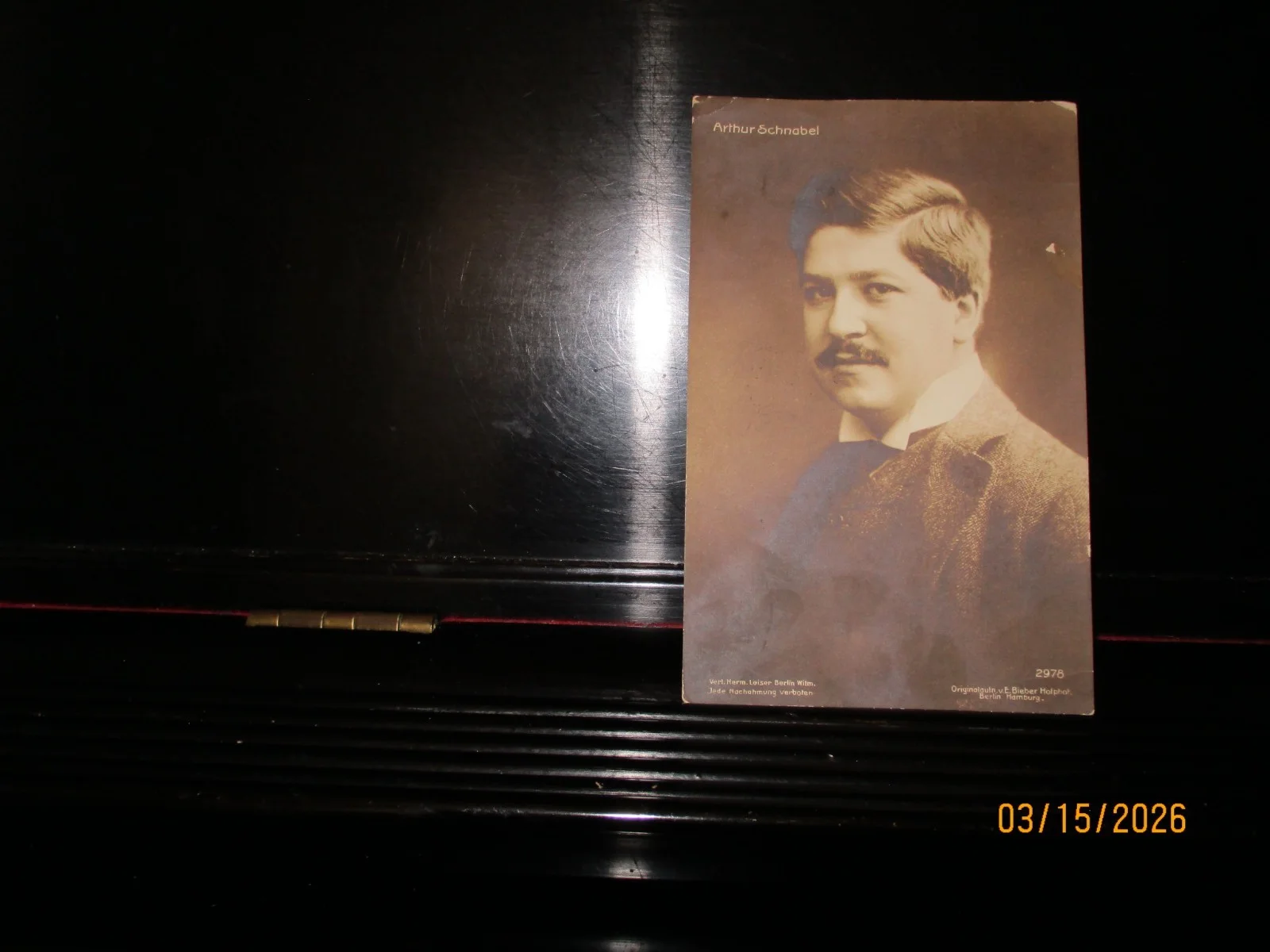 ARTUR SCHNABEL , pianist signature/portrait sepia Berlin; mailed postcard UK, изображение 2