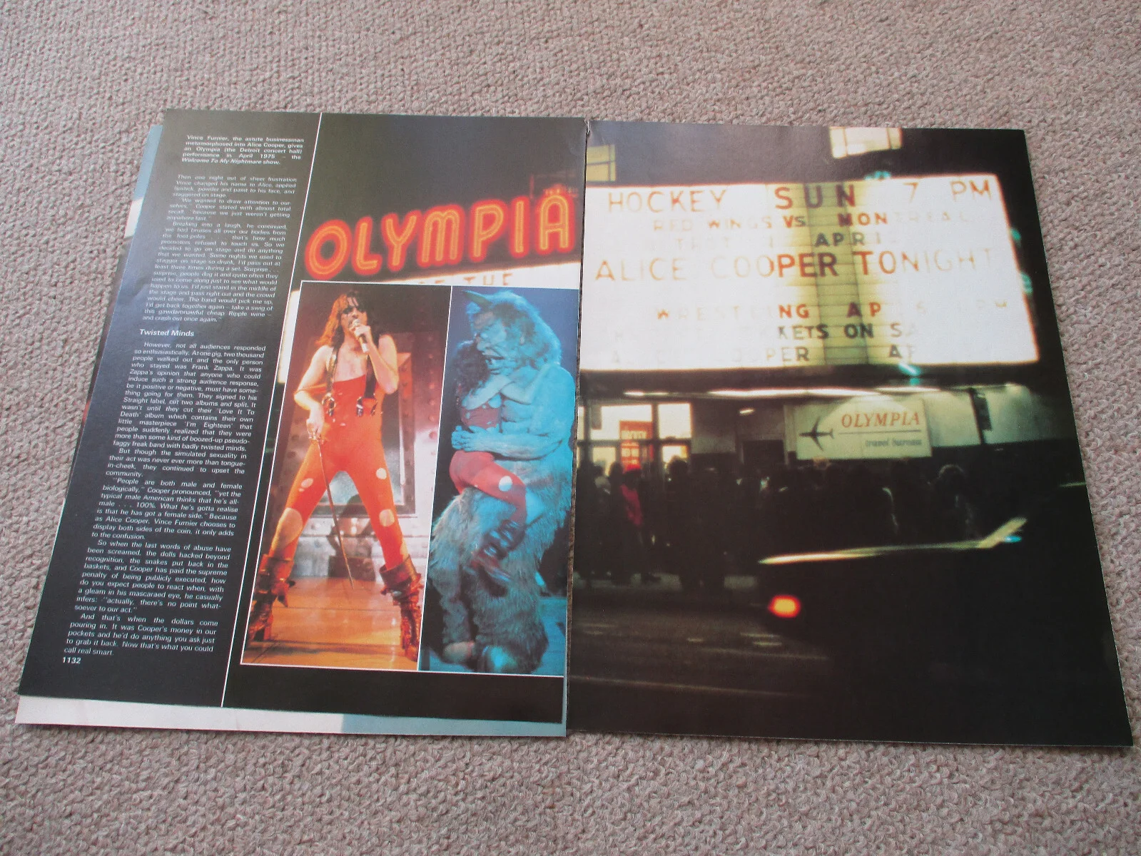 Alice Cooper - 4 page magazine article with colour and B/W pics, image 2