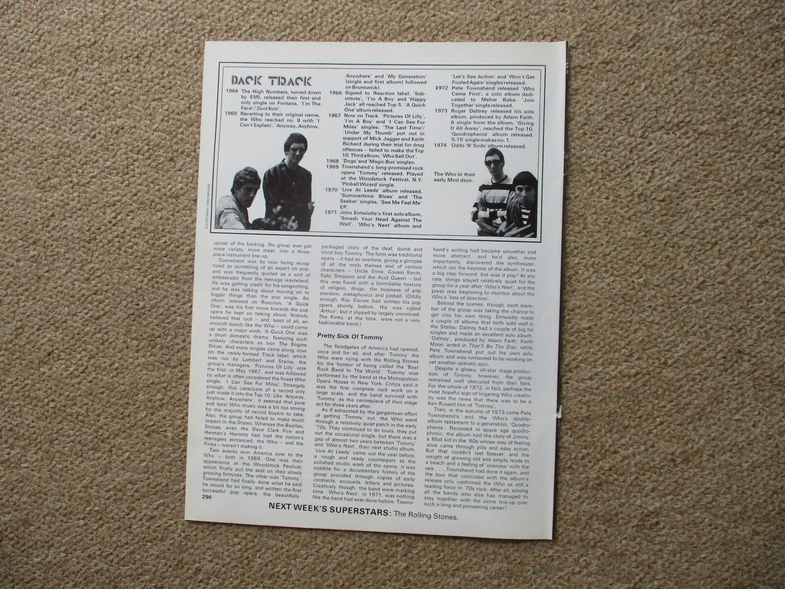 The Who - 4 page magazine article with colour and B/W pics, image 3