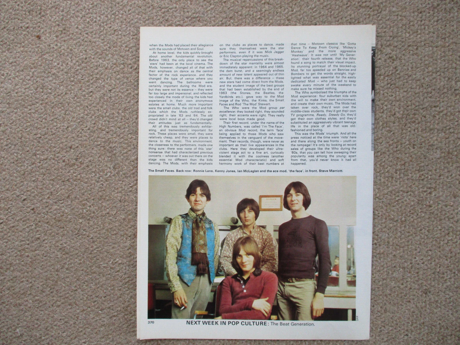 The Mods / Small Faces. 5 page magazine article with colour and B/W pics, image 2