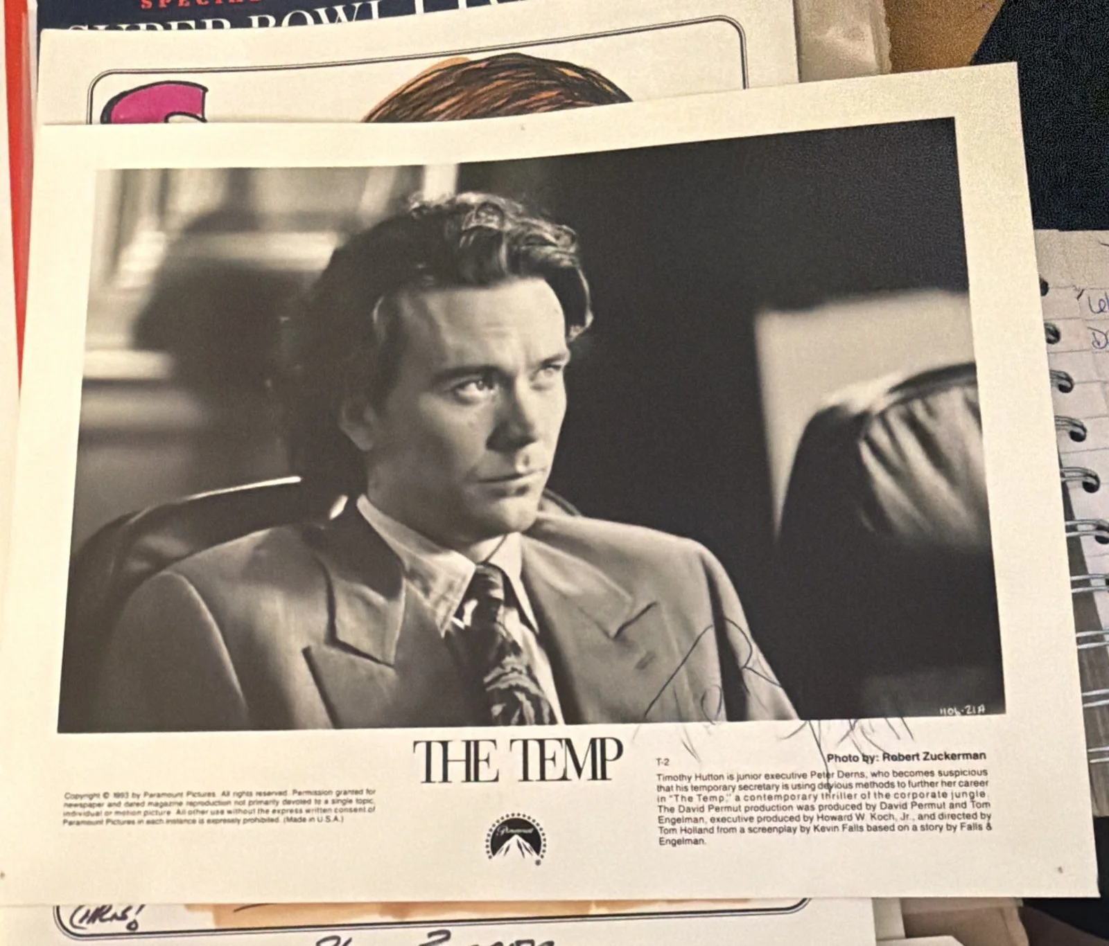 Timothy Hutton — Timothy Hutton Signed 8x10 Movie Promo Photograph The Temp