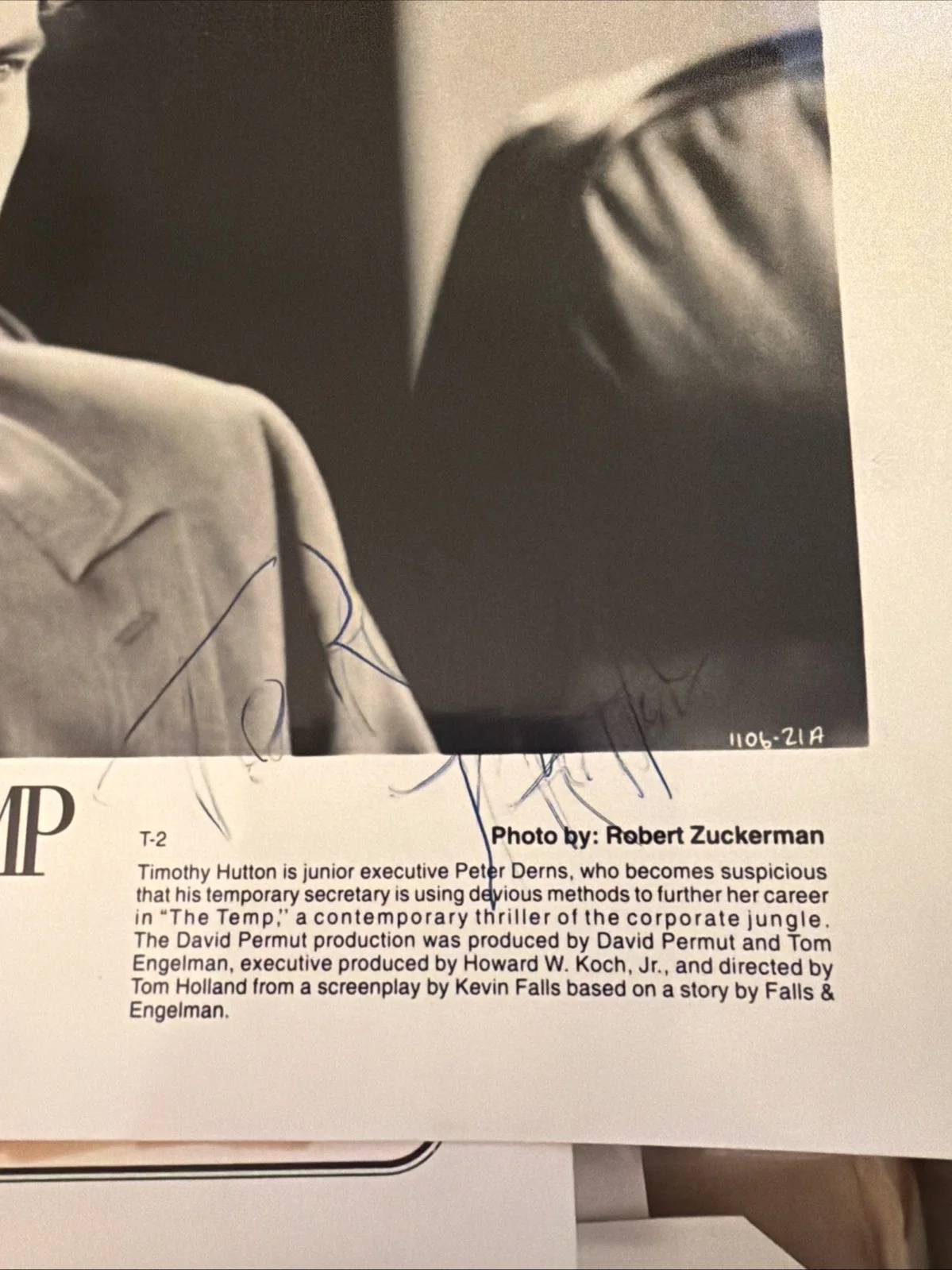 Timothy Hutton — Timothy Hutton Signed 8x10 Movie Promo Photograph The Temp, изображение 3