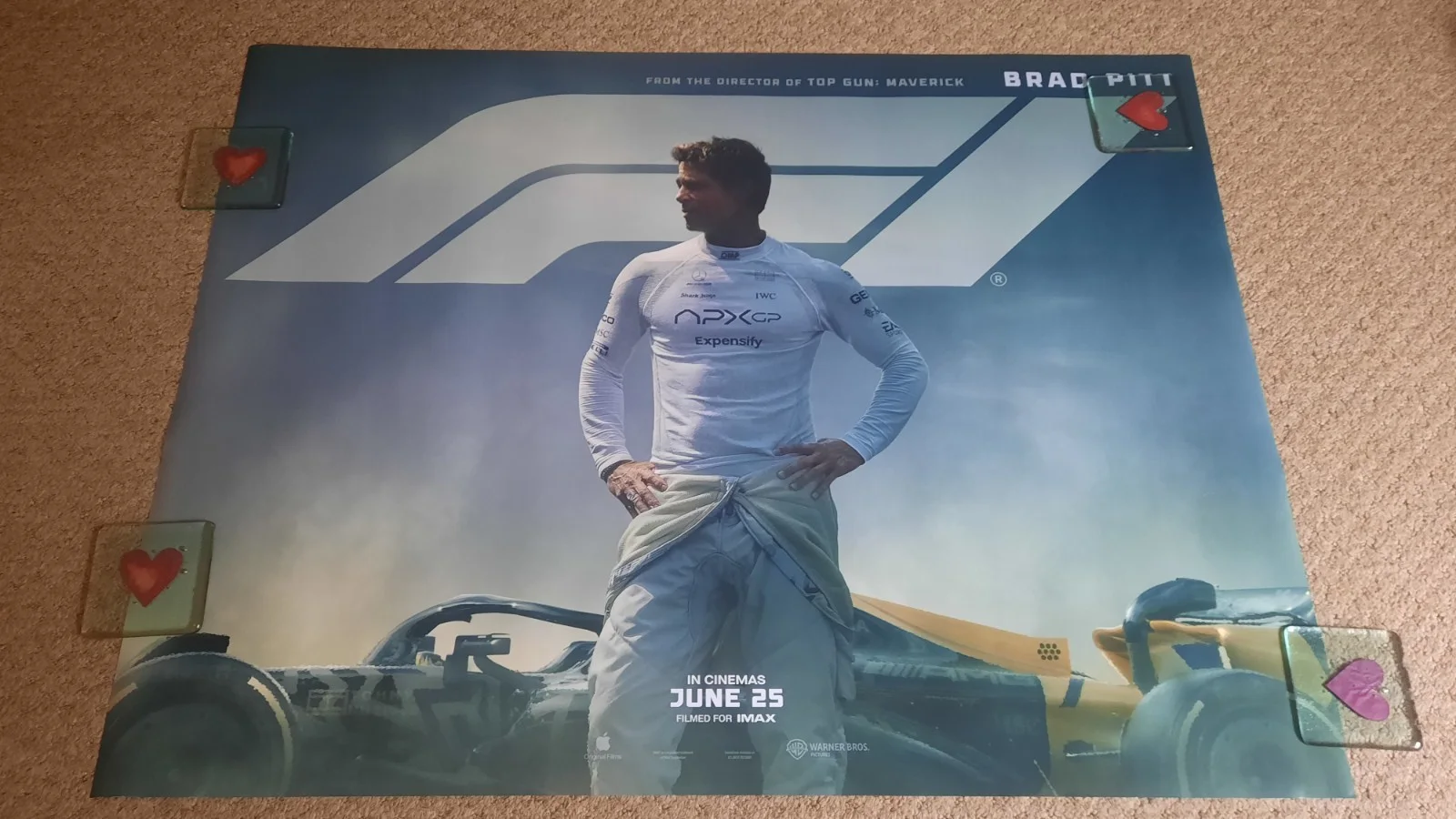 F1 2025 Cinema Quad Poster 30 X40 Brad Pitt Double-Sided Oscar Winner Rare, изображение 2