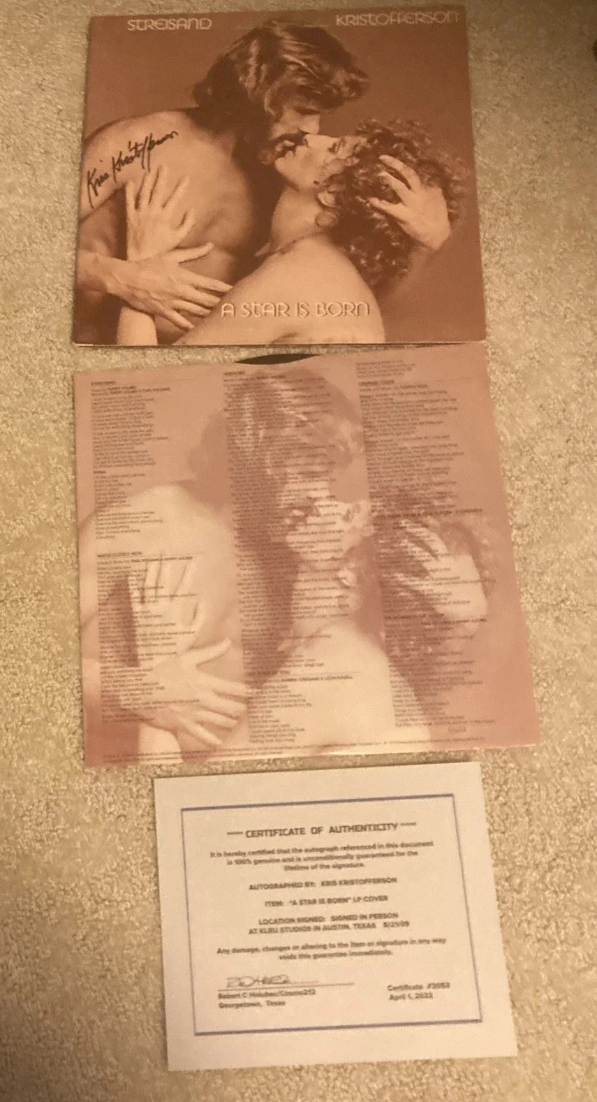 KRIS KRISTOFFERSON SIGNED “A STAR IS BORN” Soundtrack Lp Vinyl/COA, изображение 3