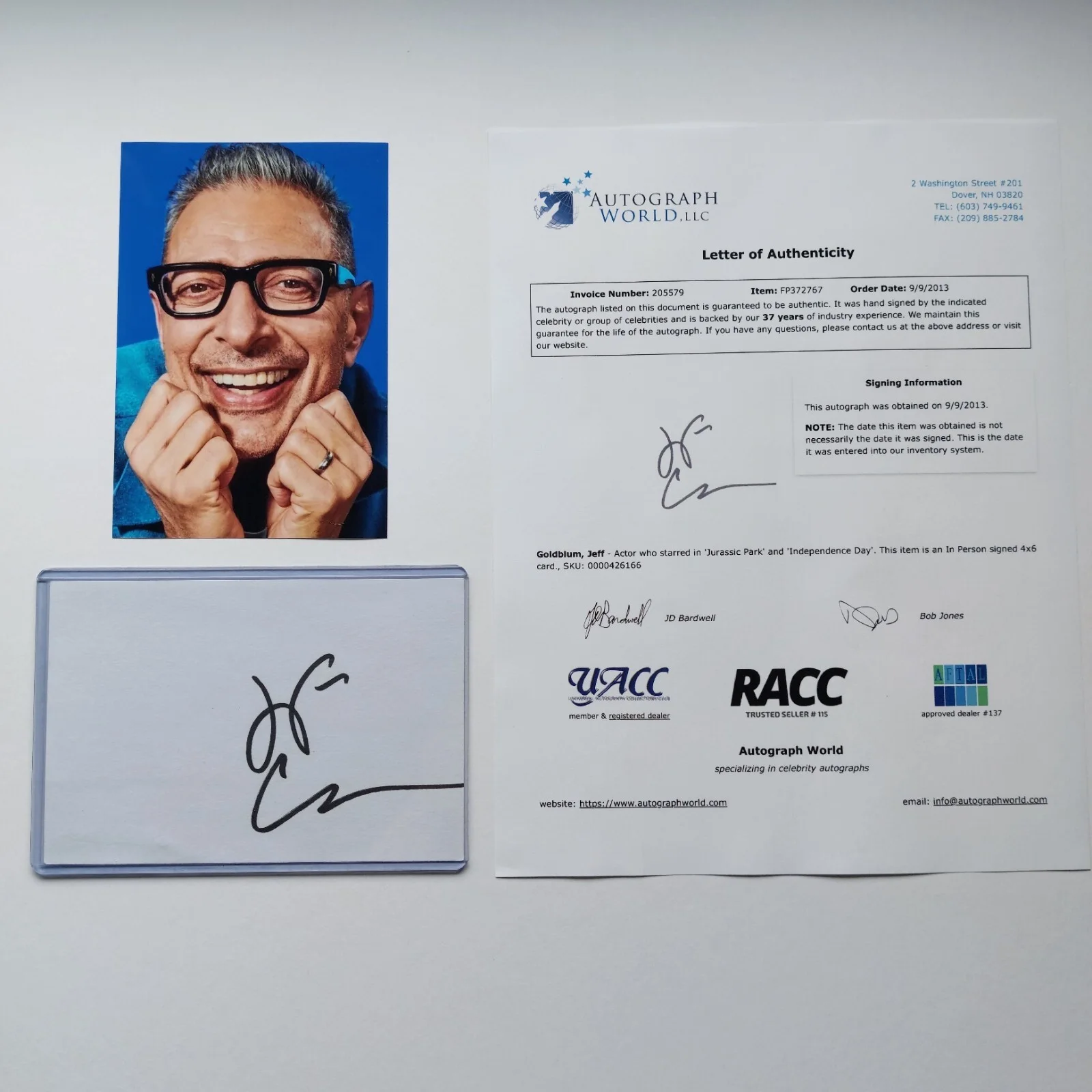 Jeff Goldblum — Jeff Goldblum Signed 4x6 Index Card with COA Jurassic Park Independence Day, image 2