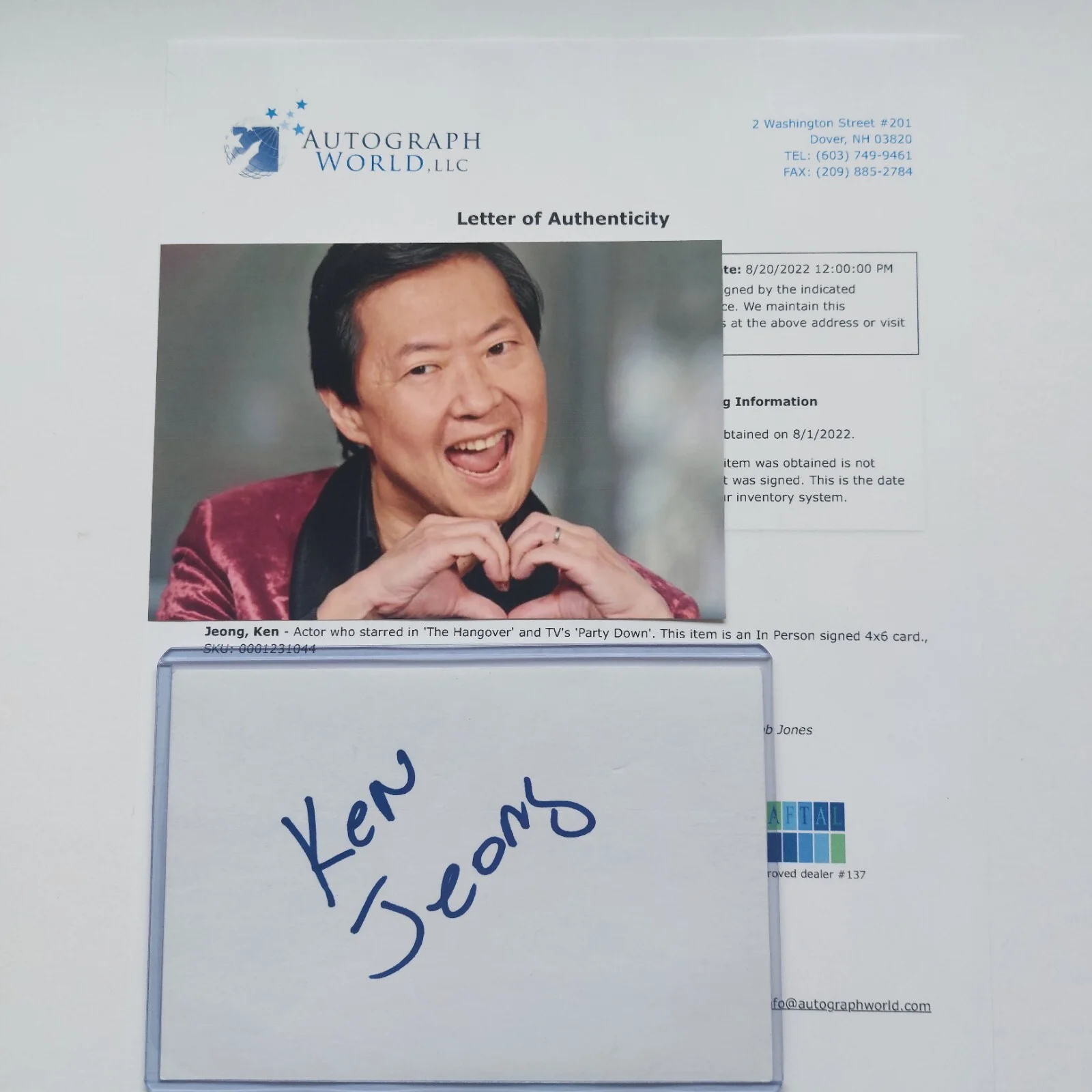 Ken Jeong — Ken Jeong Signed 4x6 Index Card with COA RARE Full name (Hangover, Crazy Rich), изображение 2