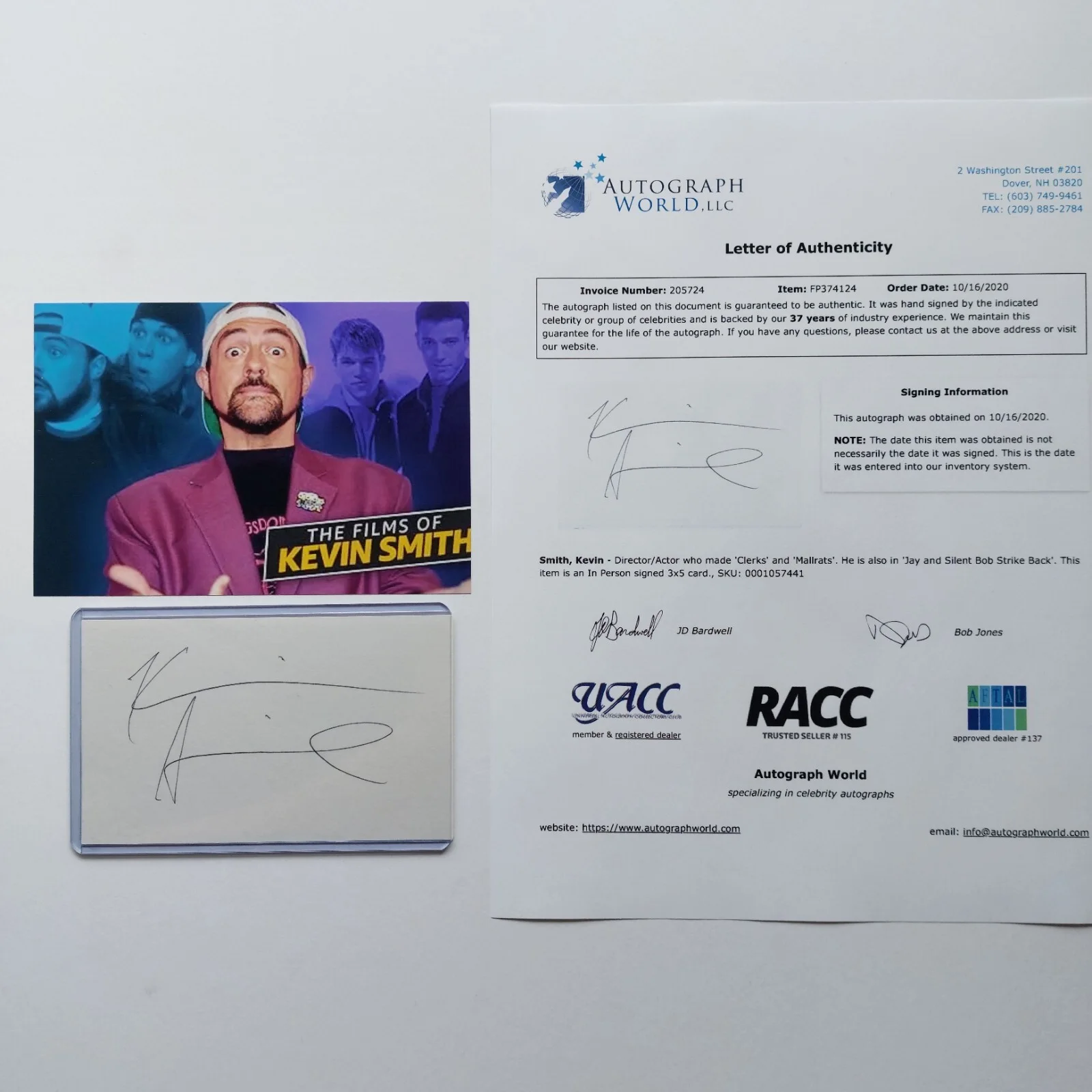 Kevin Smith — Kevin Smith Signed 3x5 Index Card COA (Clerks, Jay and Silent Bob, Mallrats), изображение 2
